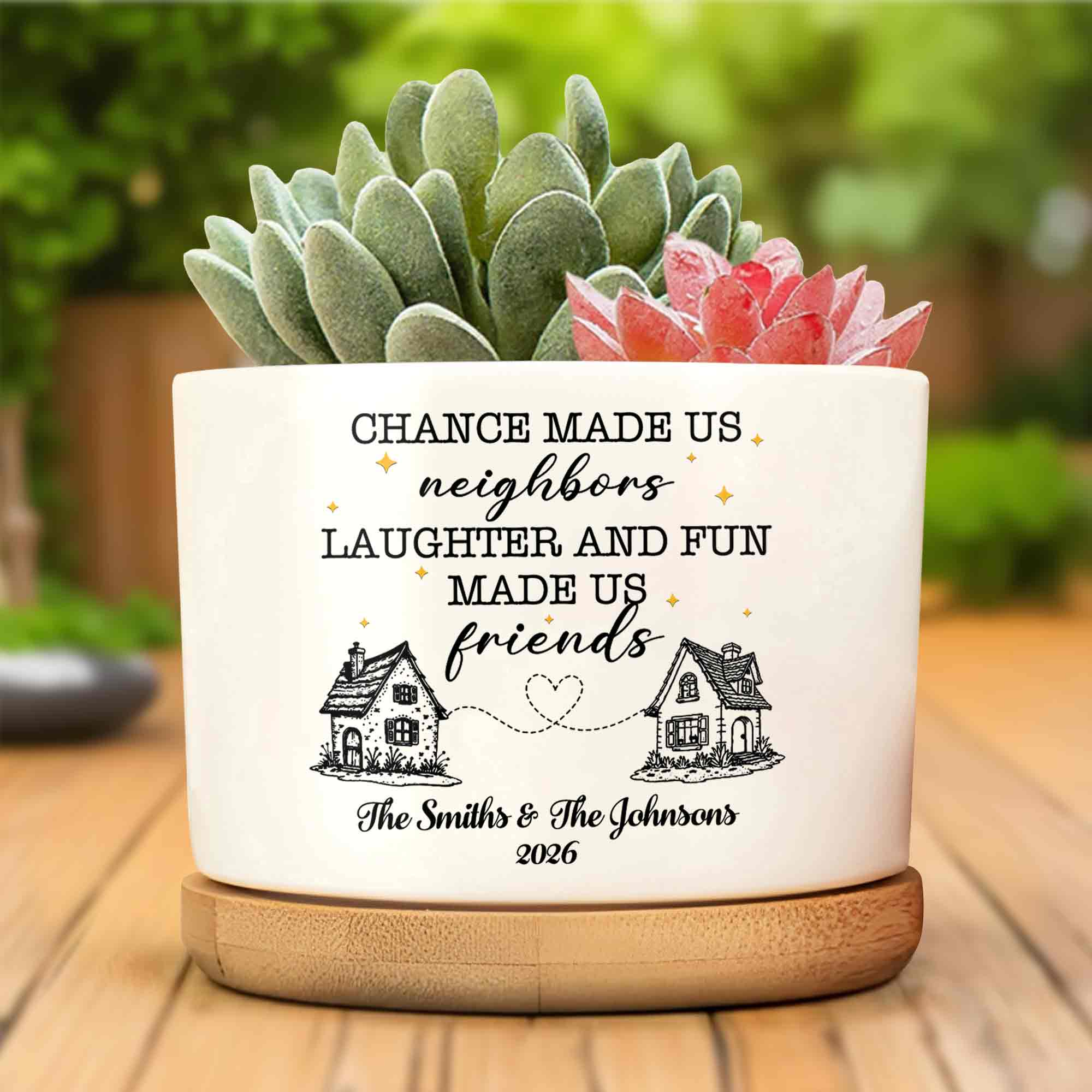Personalized Ceramic Plant Pot Custom Message Gift for Neighbors Ceramic Plant Pot GradoCreations