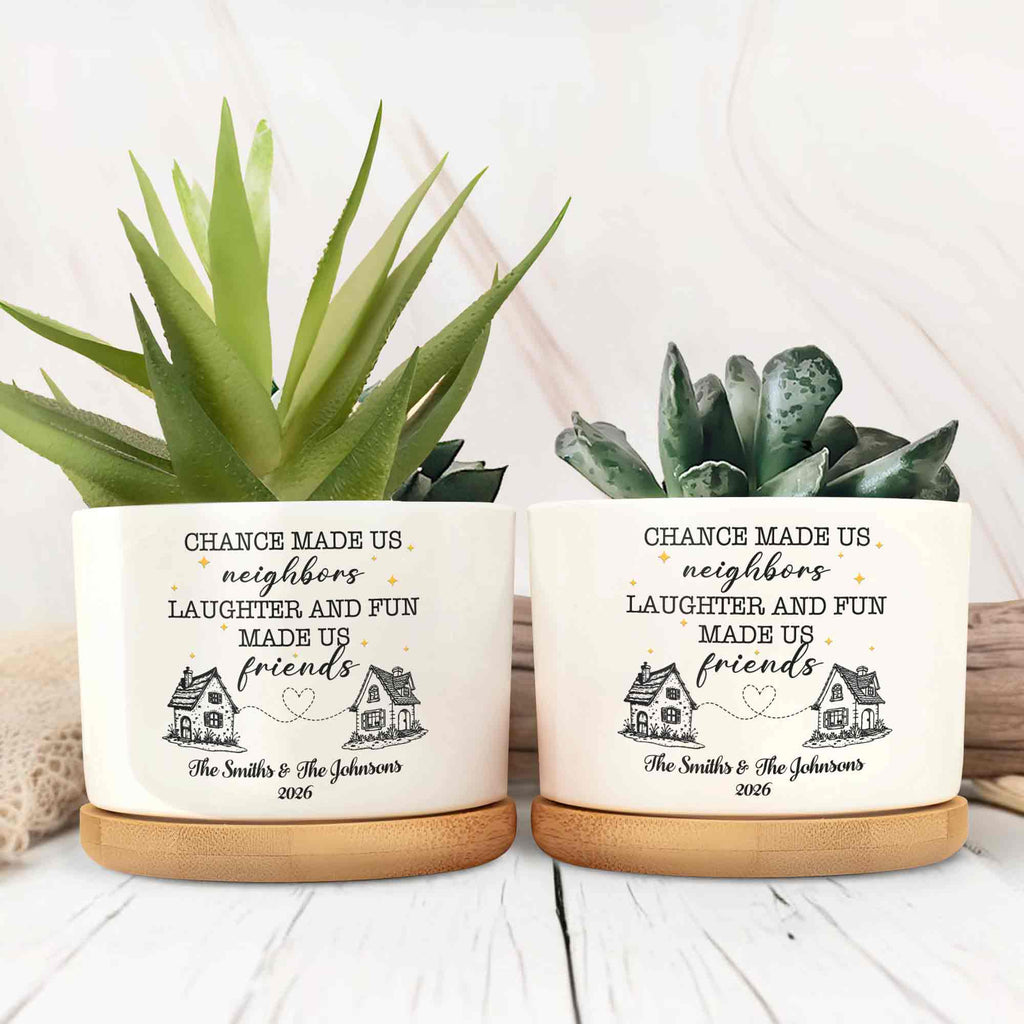 Personalized Ceramic Plant Pot Custom Message Gift for Neighbors Ceramic Plant Pot GradoCreations
