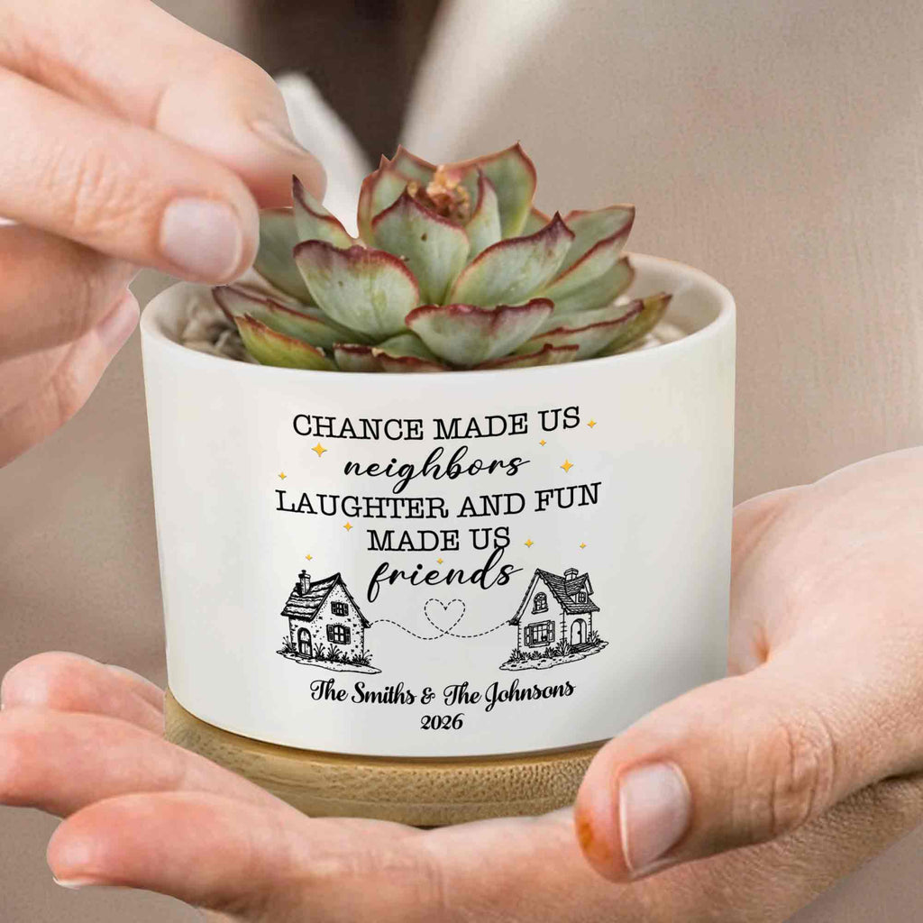 Personalized Ceramic Plant Pot Custom Message Gift for Neighbors Ceramic Plant Pot GradoCreations