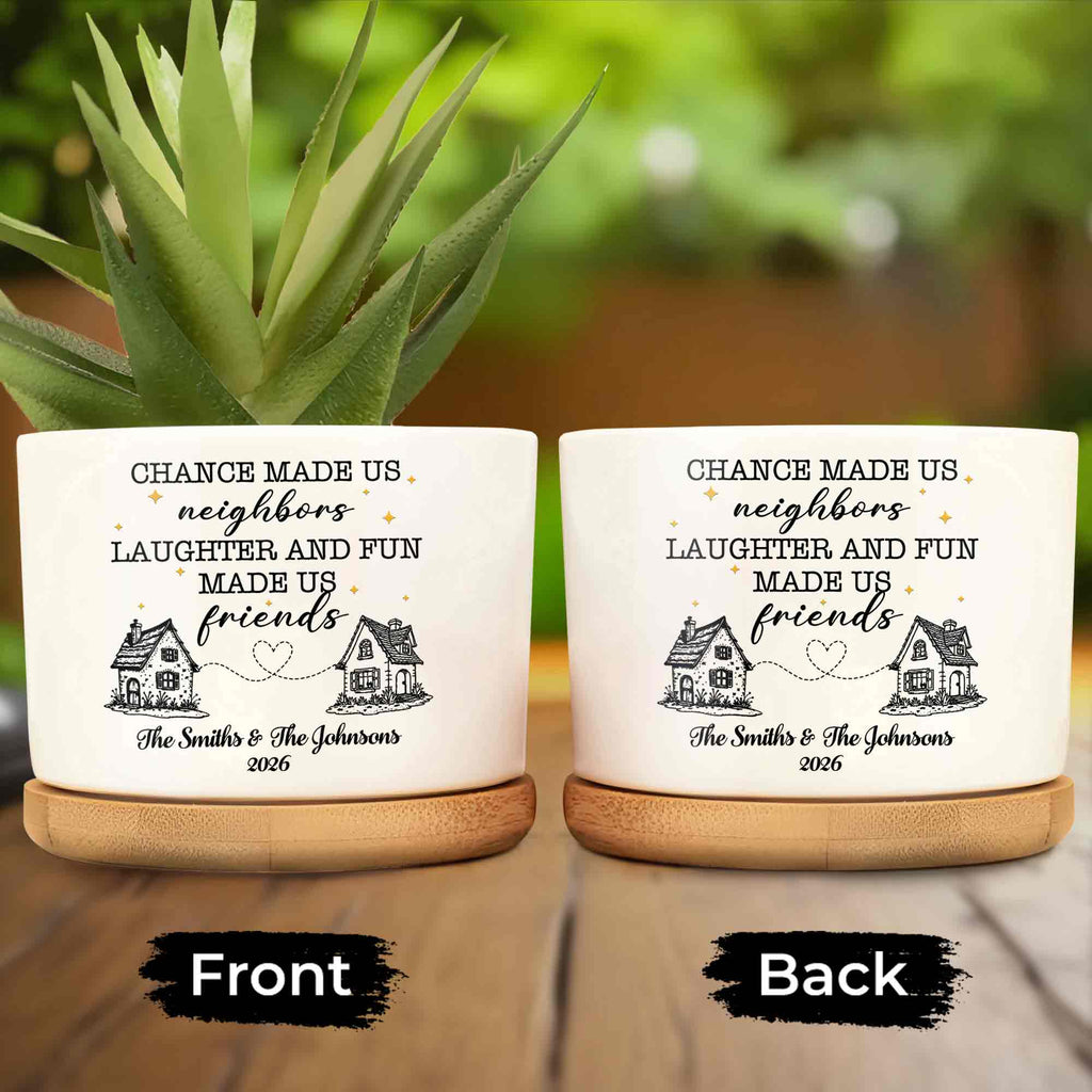 Personalized Ceramic Plant Pot Custom Message Gift for Neighbors Ceramic Plant Pot GradoCreations