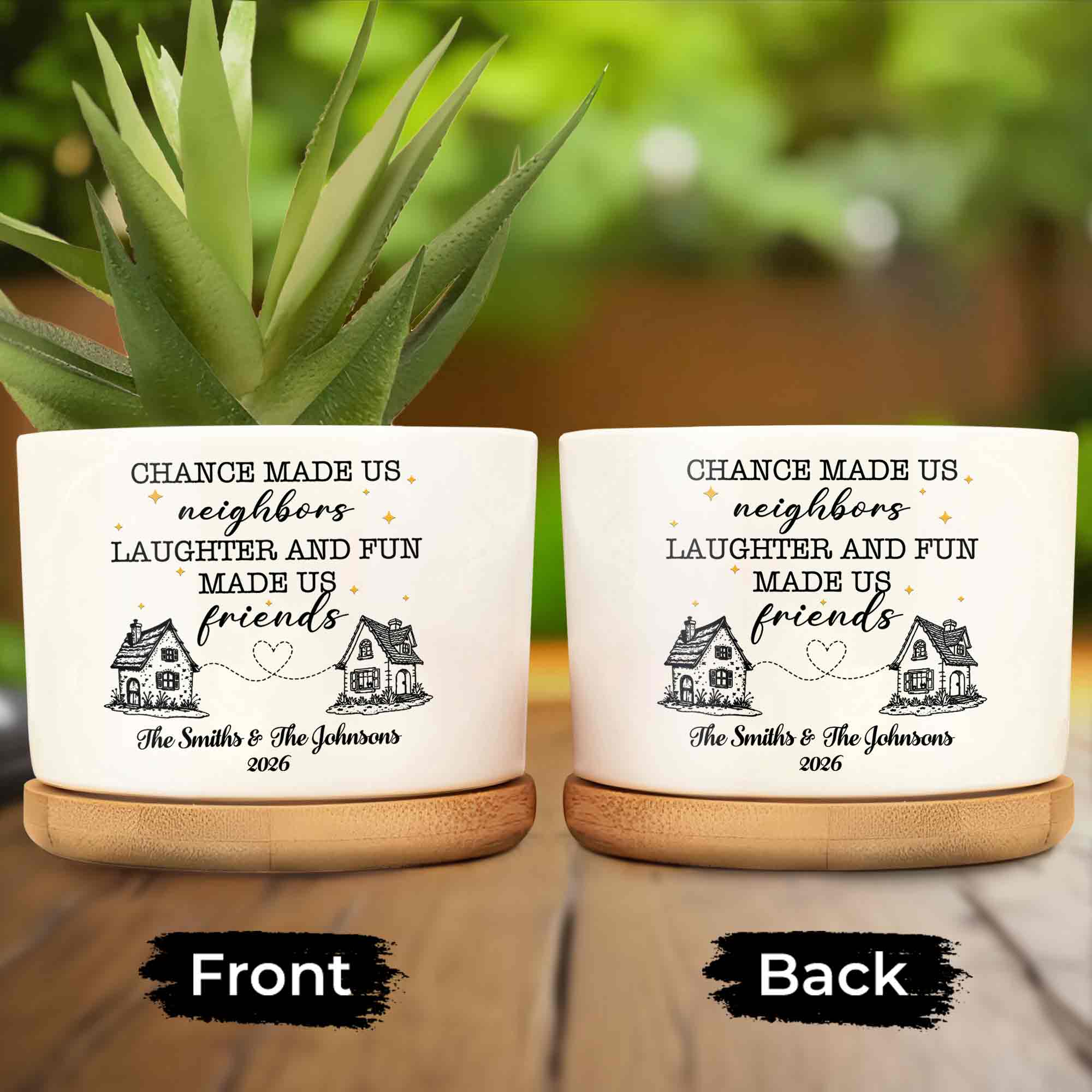 Personalized Ceramic Plant Pot Custom Message Gift for Neighbors Ceramic Plant Pot GradoCreations