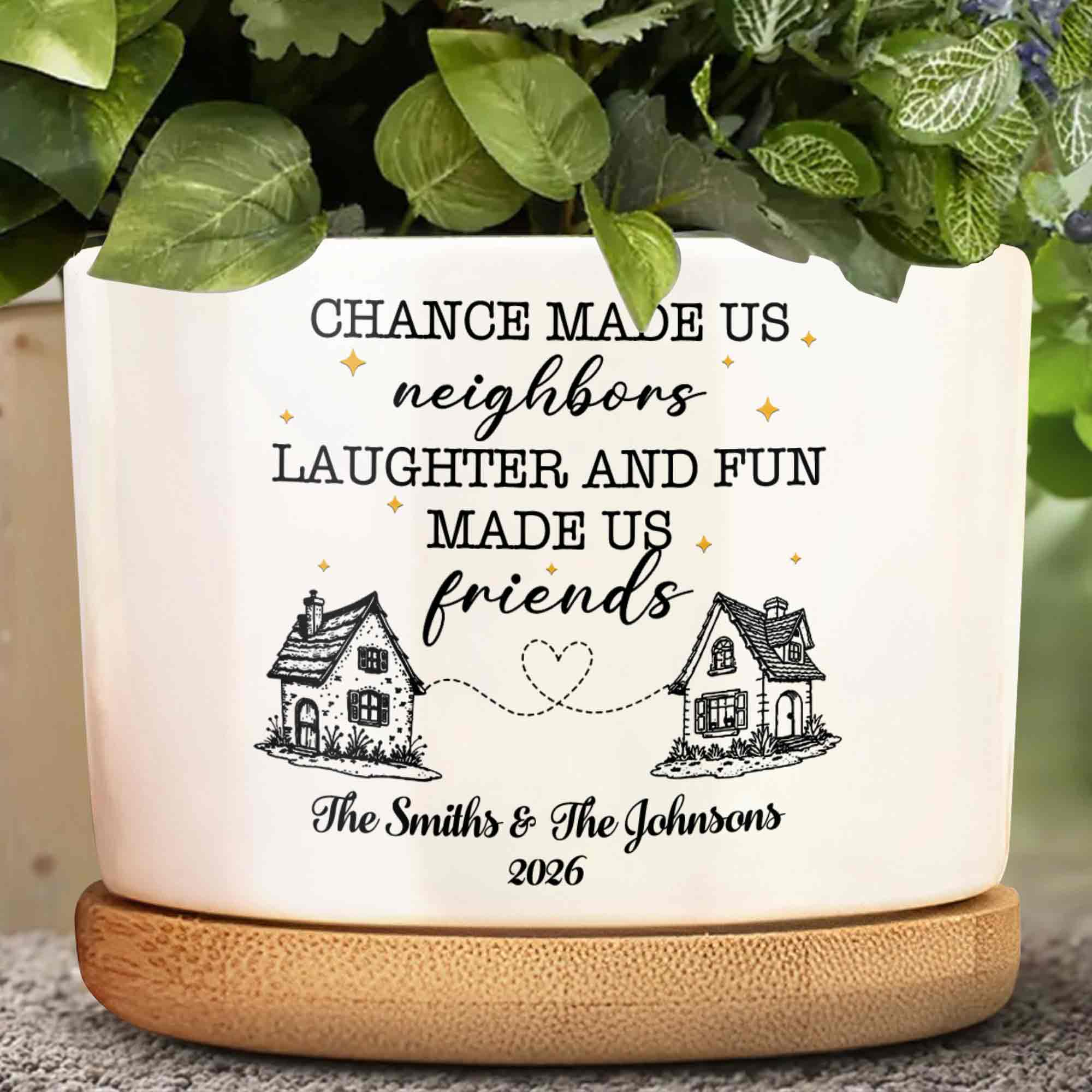 Personalized Ceramic Plant Pot Custom Message Gift for Neighbors Ceramic Plant Pot GradoCreations