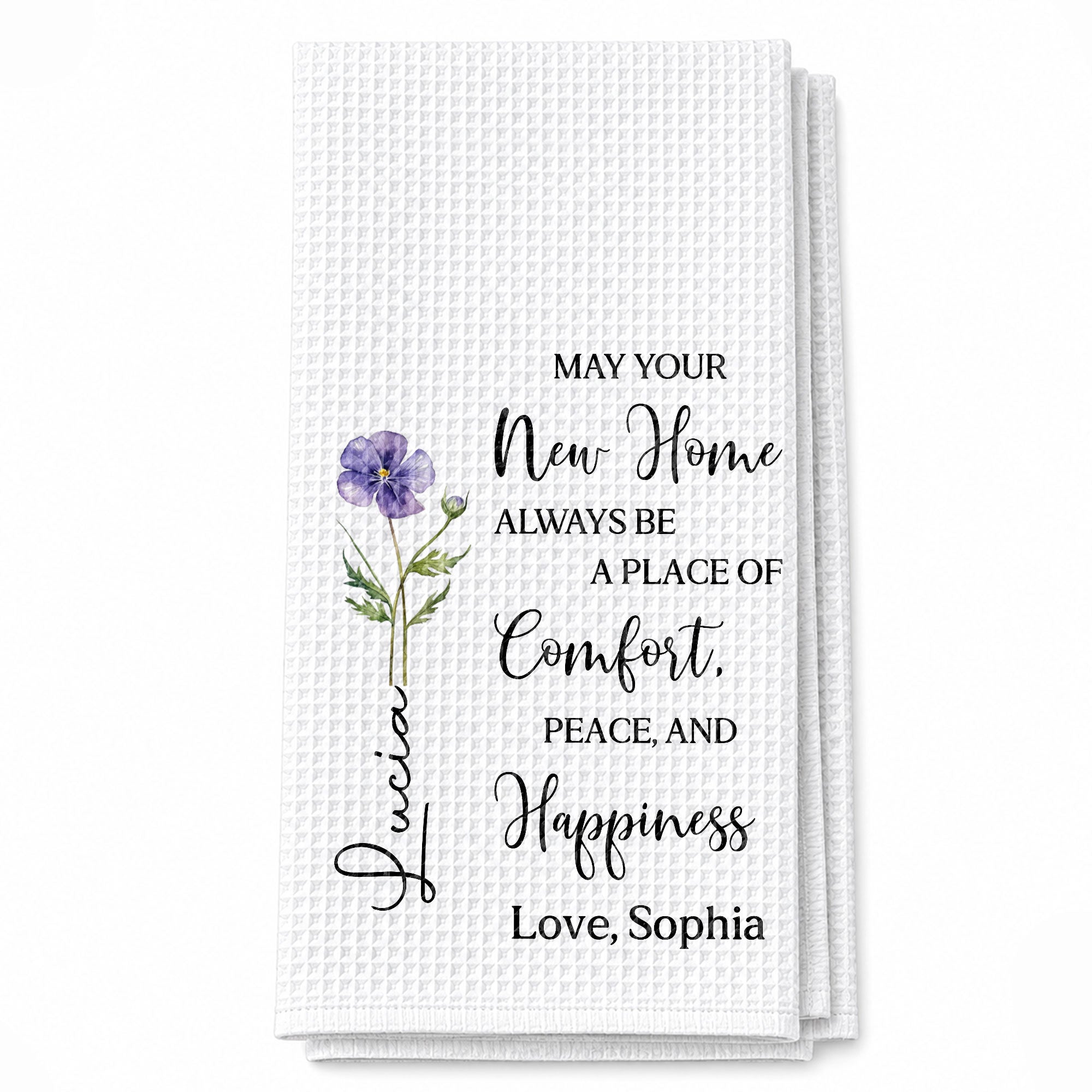 Personalized Kitchen Towel Custom Birth Month Flower Gift for Home Kitchen Towel GradoCreations