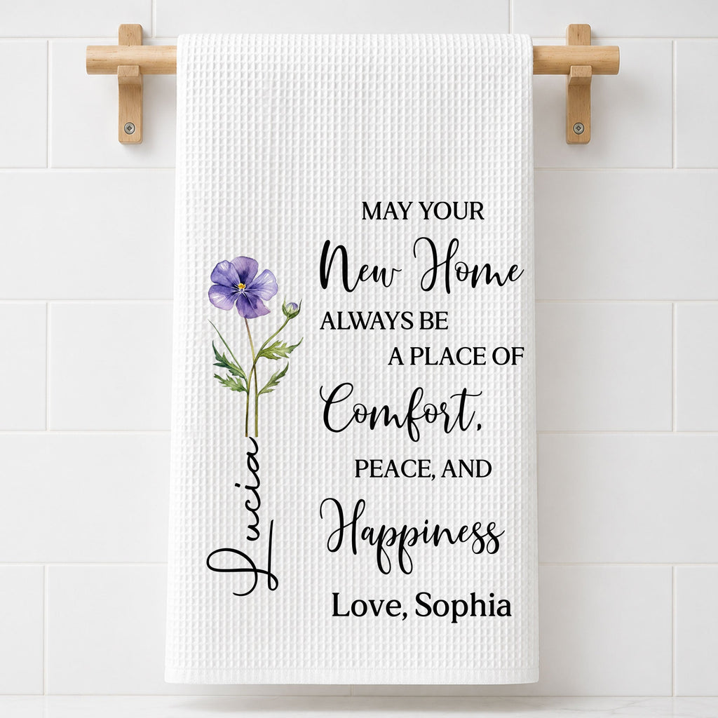 Personalized Kitchen Towel Custom Birth Month Flower Gift for Home Kitchen Towel GradoCreations