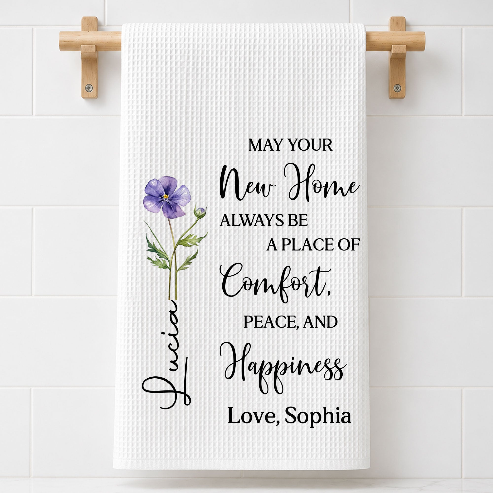 Personalized Kitchen Towel Custom Birth Month Flower Gift for Home Kitchen Towel GradoCreations