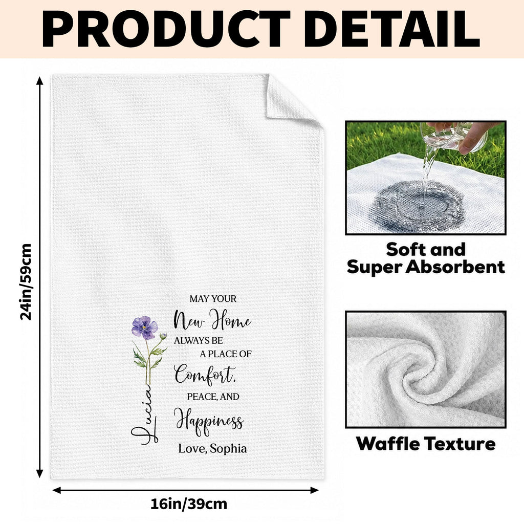 Personalized Kitchen Towel Custom Birth Month Flower Gift for Home Kitchen Towel GradoCreations