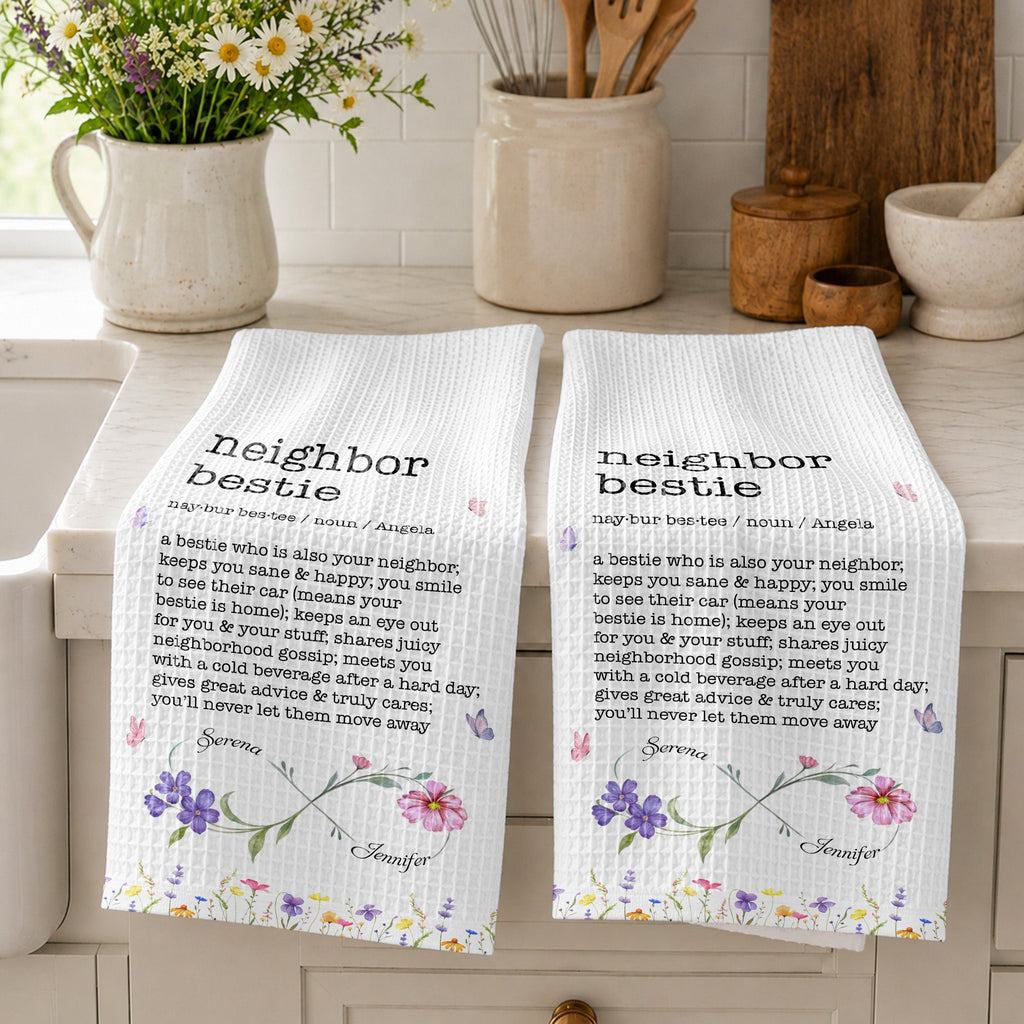 Personalized Kitchen Towel Custom Birth Flowers for Bestie
