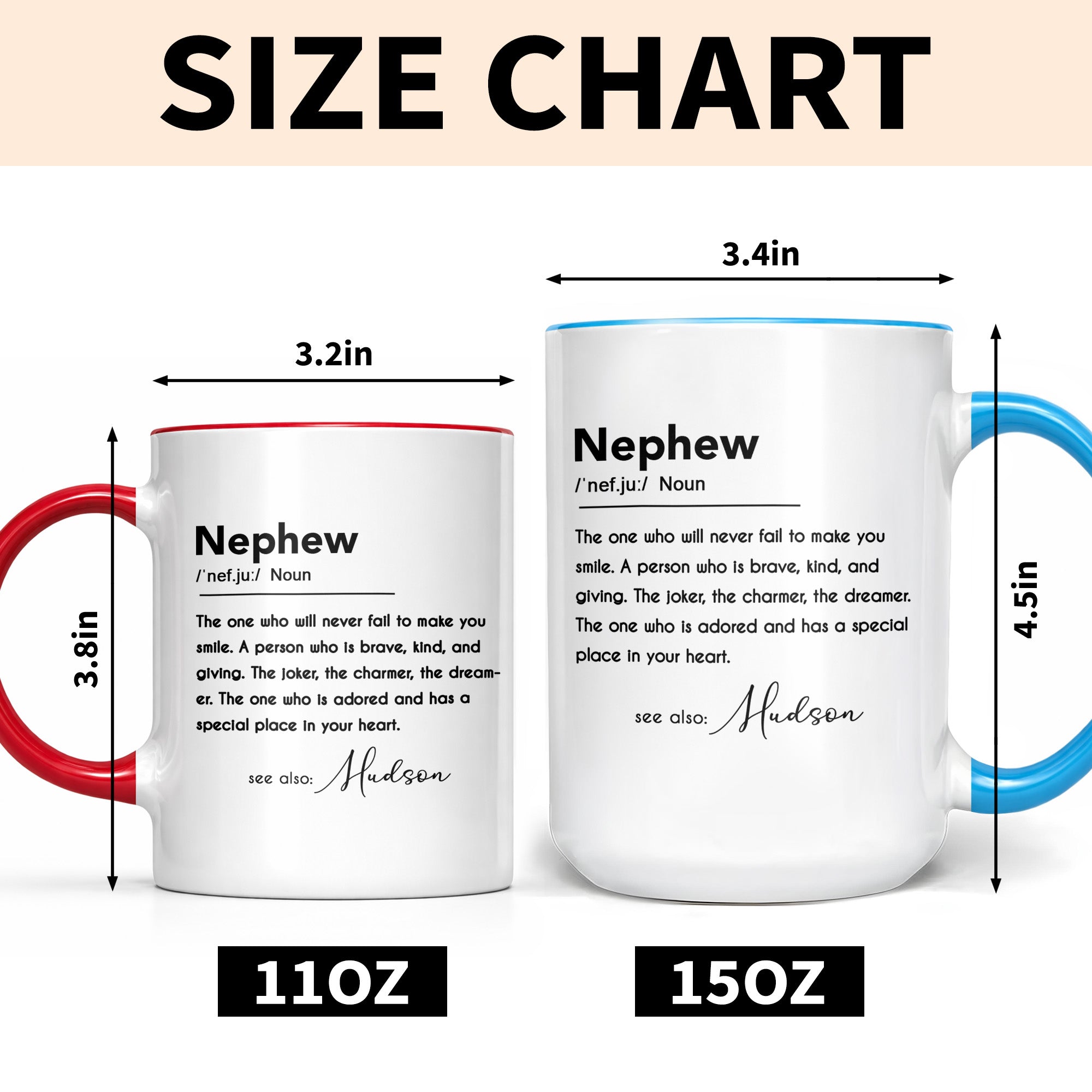 Personalized Custom Accent Mug for Nephew Birthday Gift Accent Mug GradoCreations