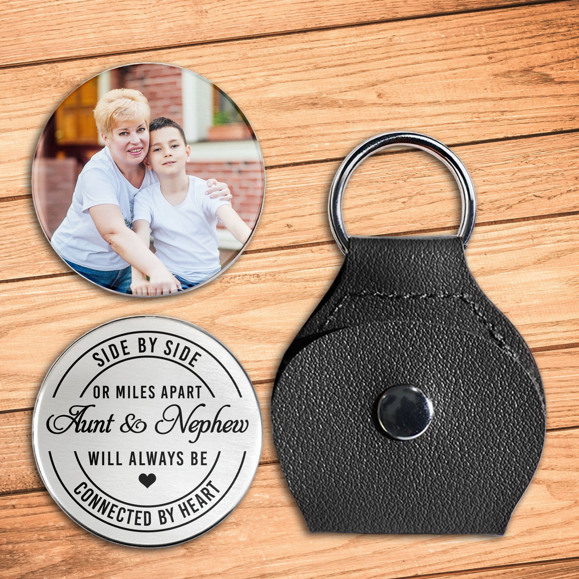 Personalized Pocket Hug Keychain for Aunt & Nephew Gift