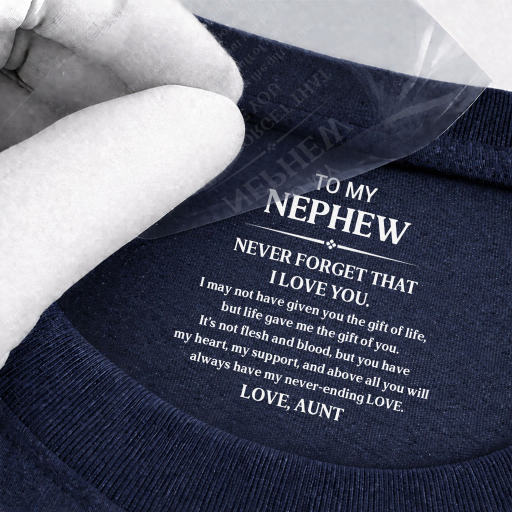 Personalized T-Shirt Custom Inside Neck Print Gift for Nephew Basic Shirt, Print inside back collar GradoCreations