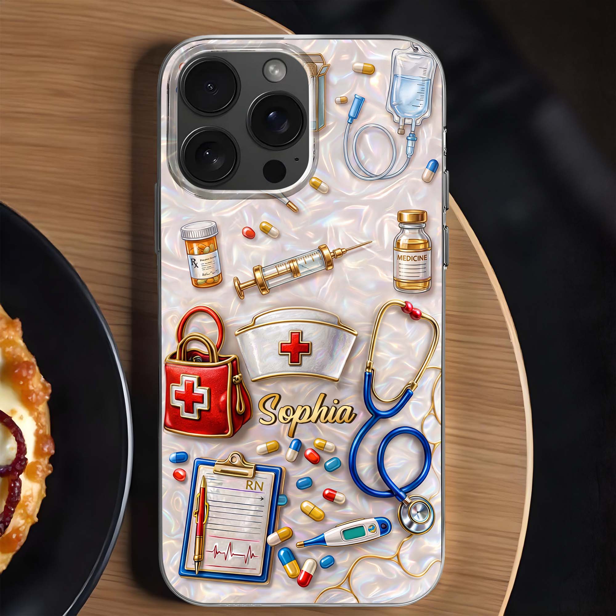 Personalized Clear Phone Case for Nurses Custom Name Gift Clear Phone Case GradoCreations