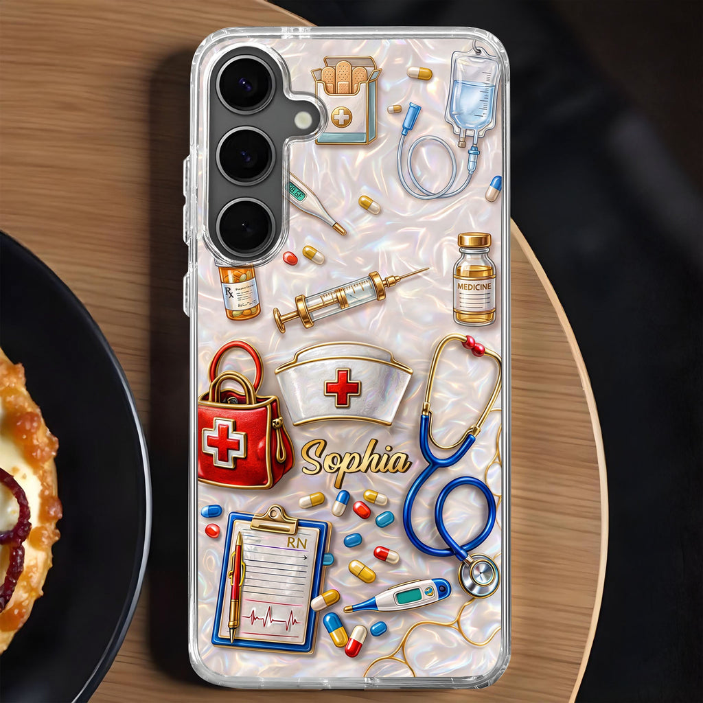 Personalized Clear Phone Case for Nurses Custom Name Gift Clear Phone Case GradoCreations
