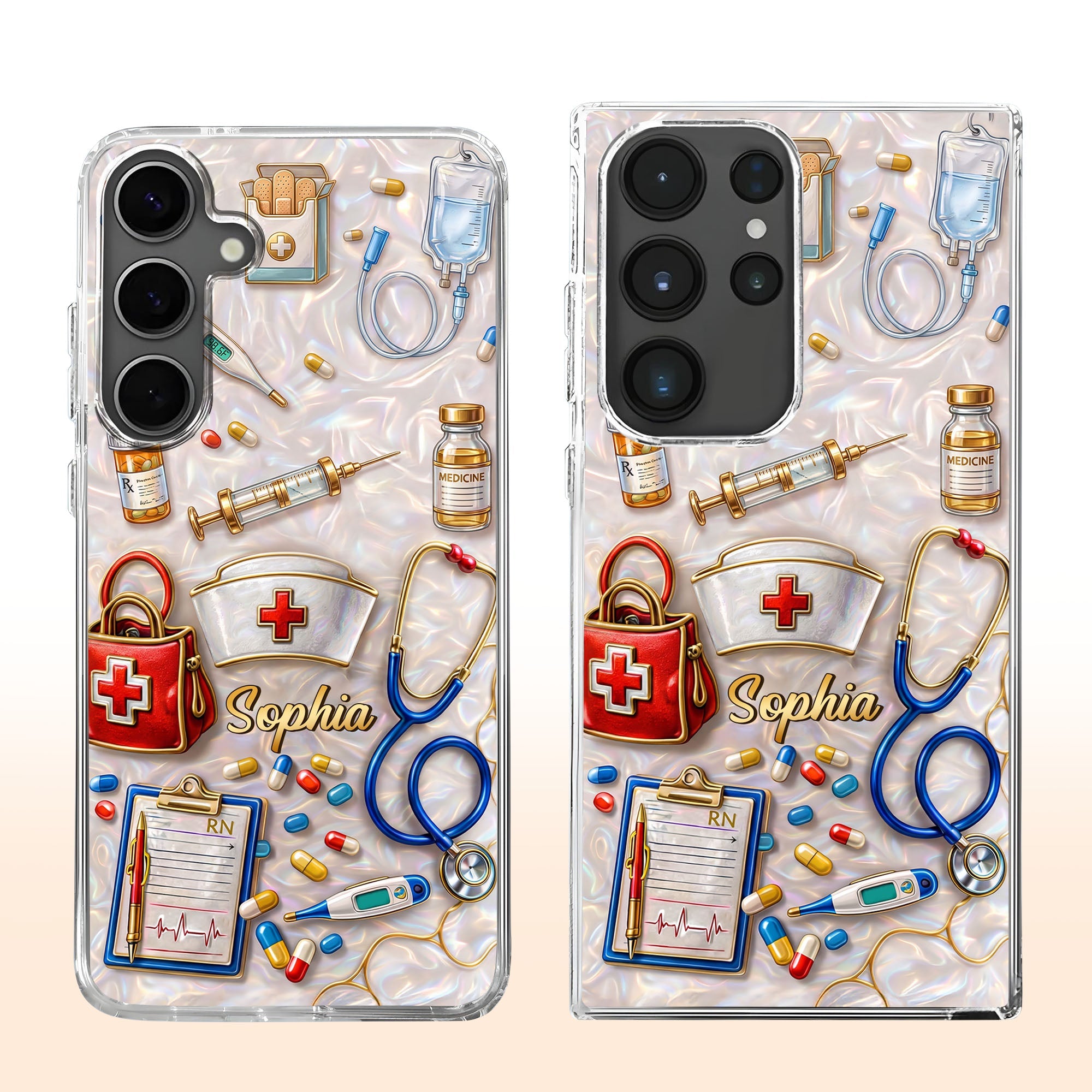 Personalized Clear Phone Case for Nurses Custom Name Gift Clear Phone Case GradoCreations