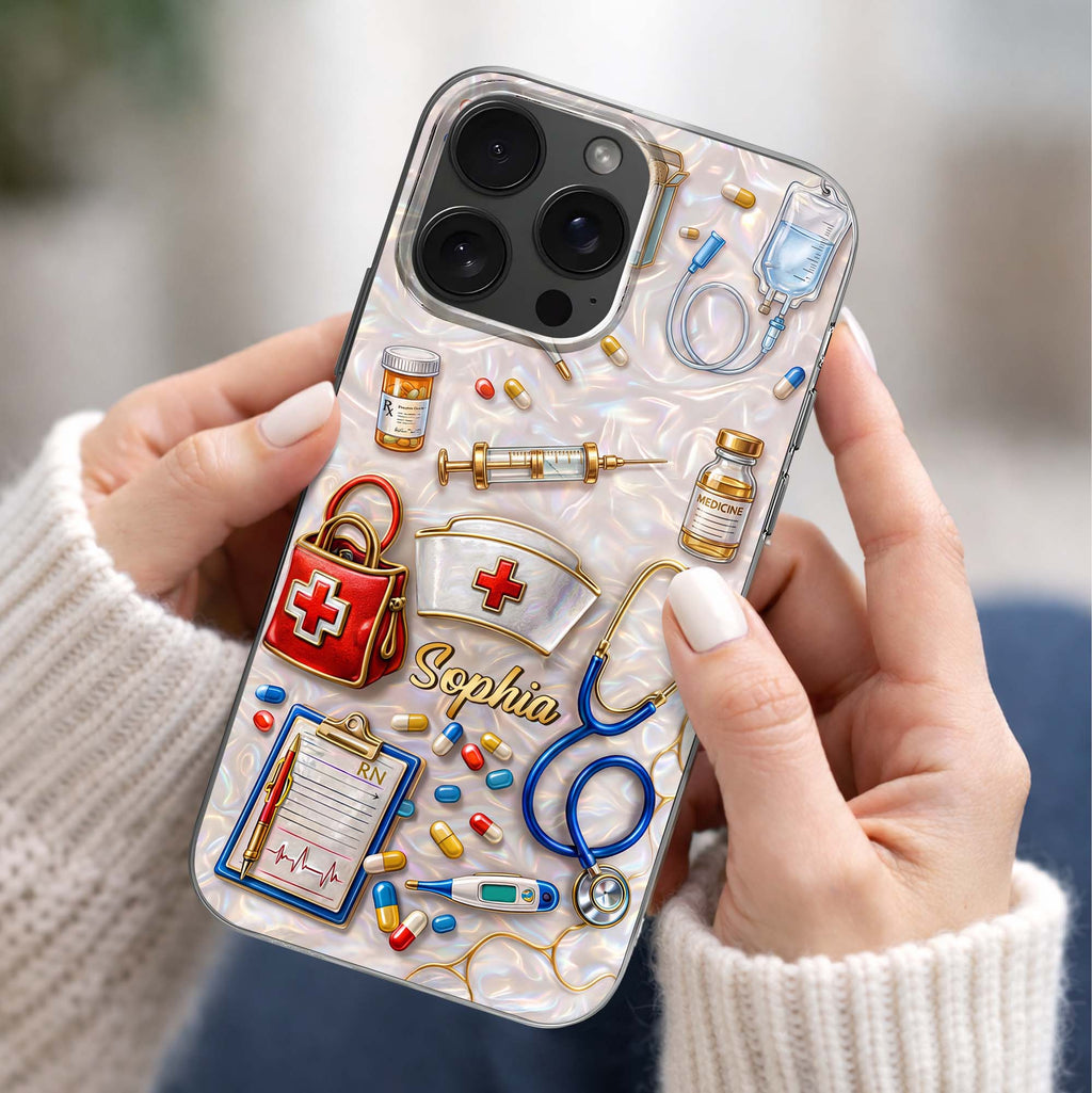 Personalized Clear Phone Case for Nurses Custom Name Gift Clear Phone Case GradoCreations