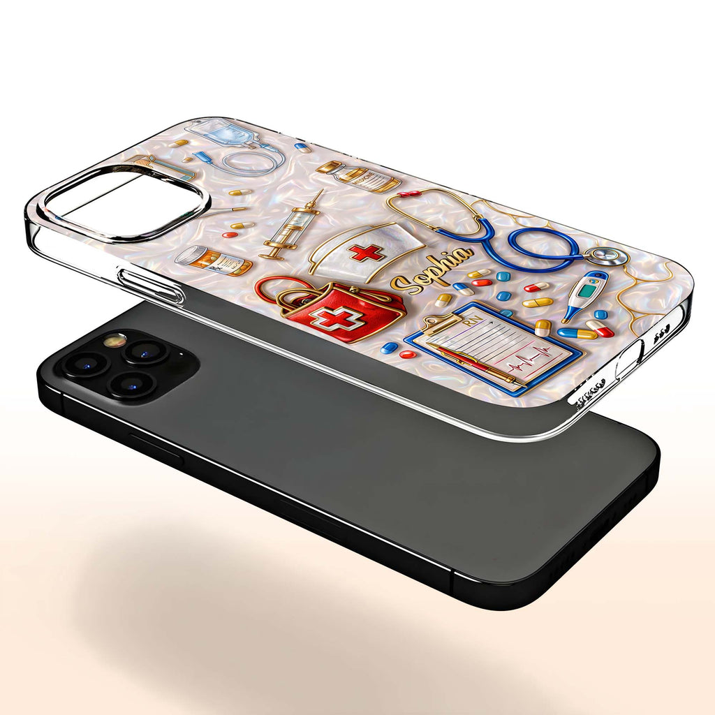 Personalized Clear Phone Case for Nurses Custom Name Gift Clear Phone Case GradoCreations