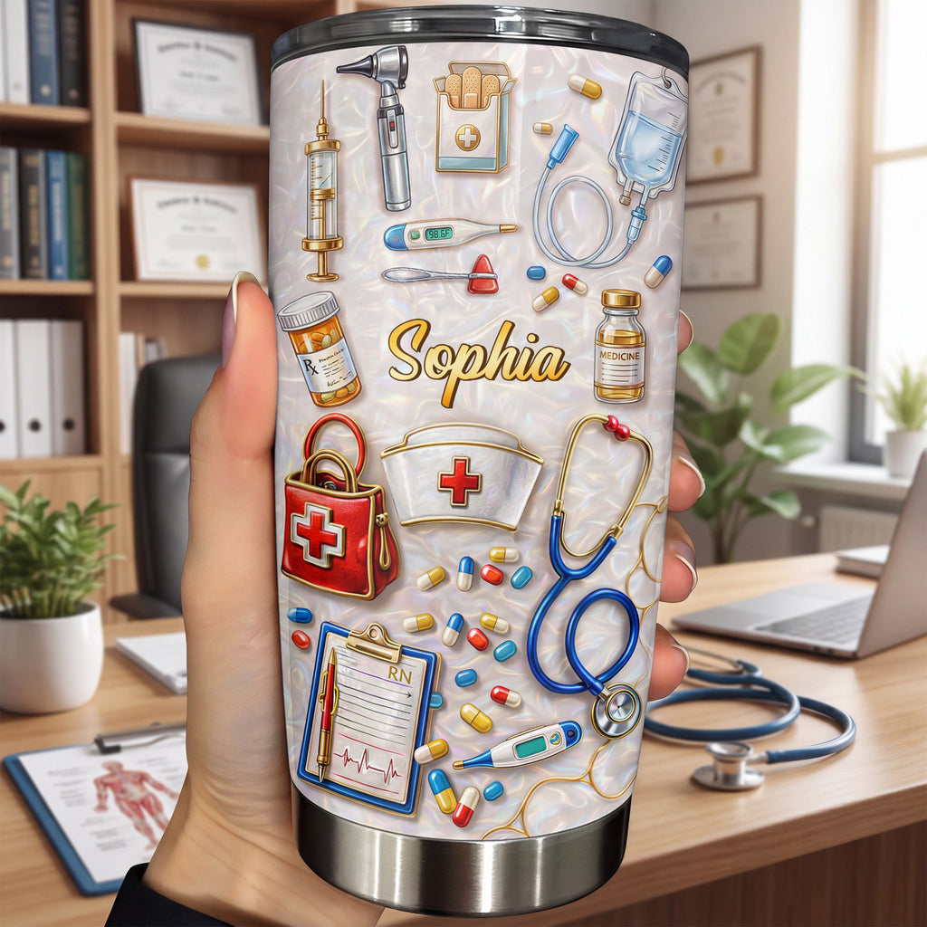 Personalized Nurse Tumbler Custom Name Stainless Steel Gift Tumbler GradoCreations