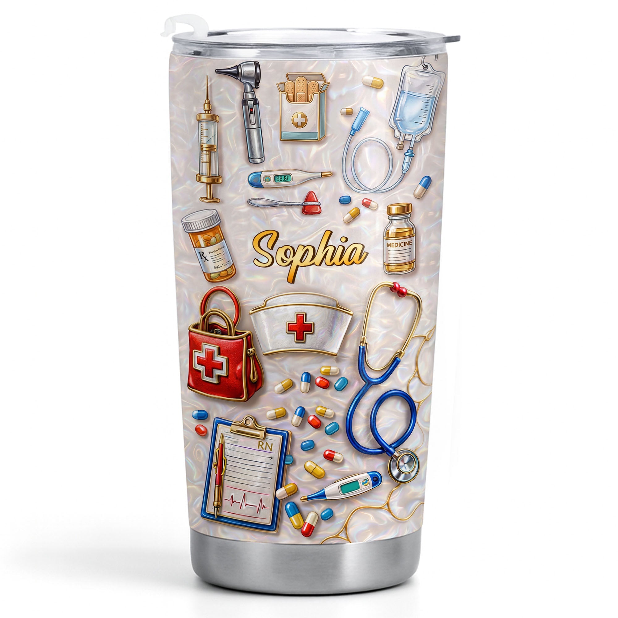 Personalized Nurse Tumbler Custom Name Stainless Steel Gift Tumbler GradoCreations