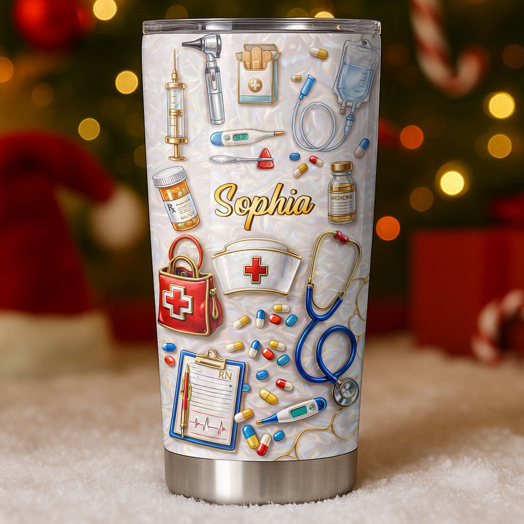 Personalized Nurse Tumbler Custom Name Stainless Steel Gift Tumbler GradoCreations