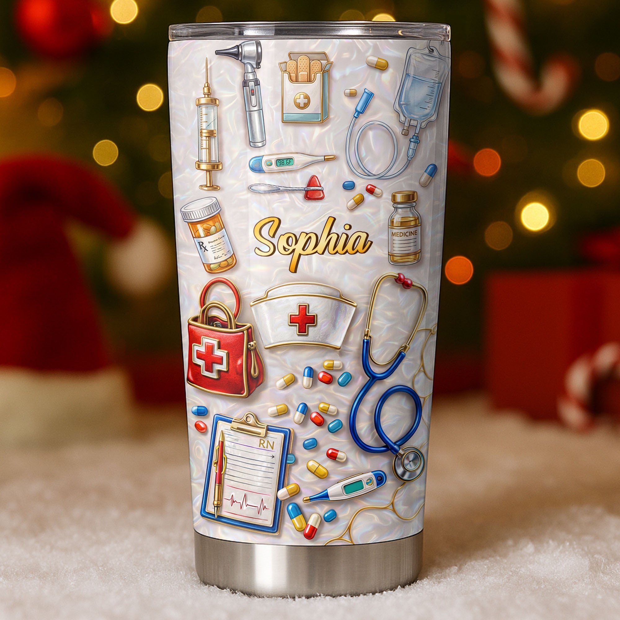 Personalized Nurse Tumbler Custom Name Stainless Steel Gift Tumbler GradoCreations