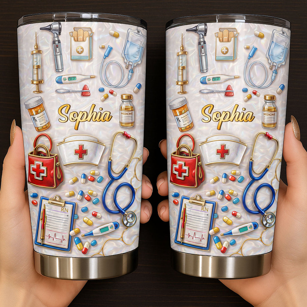 Personalized Nurse Tumbler Custom Name Stainless Steel Gift Tumbler GradoCreations