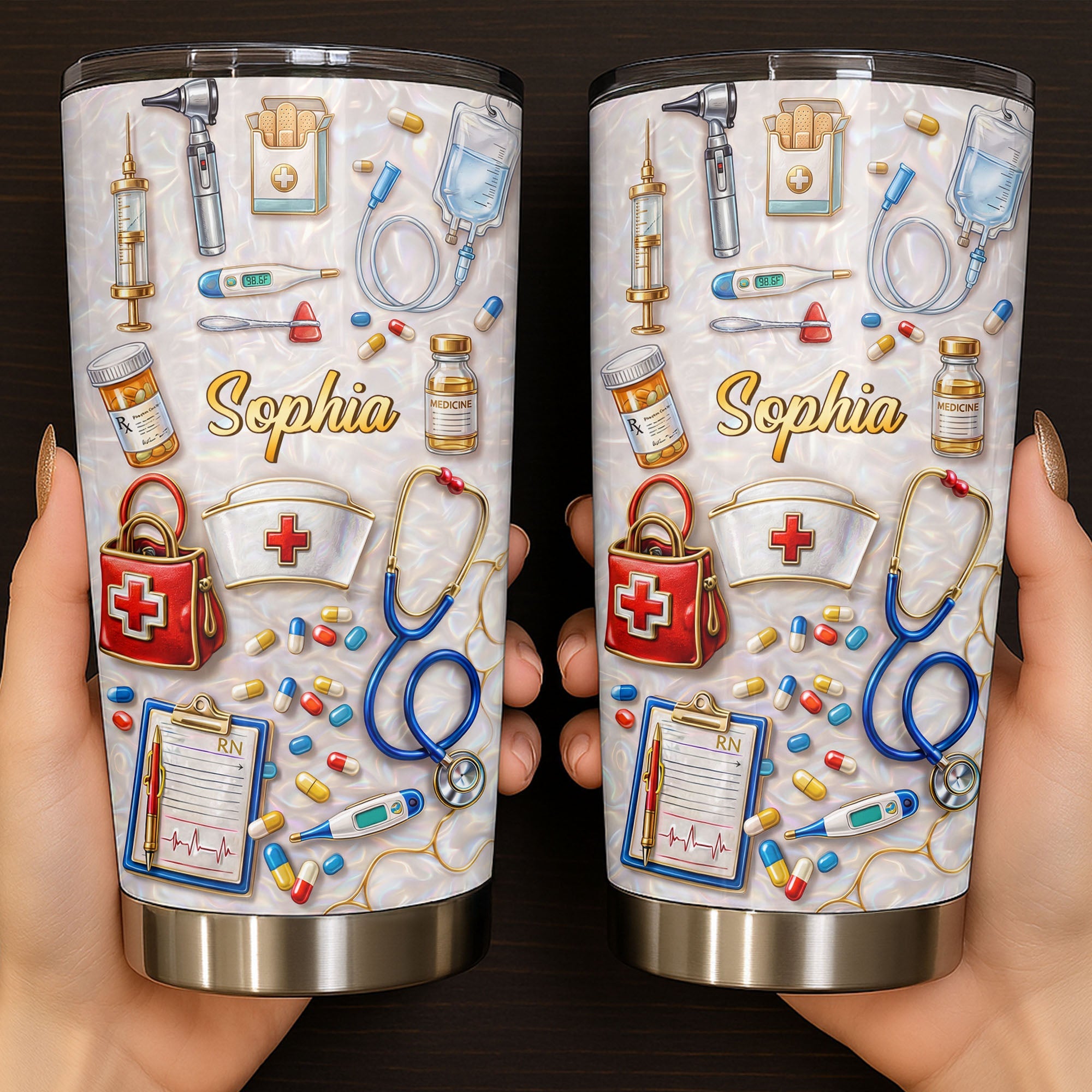 Personalized Nurse Tumbler Custom Name Stainless Steel Gift Tumbler GradoCreations