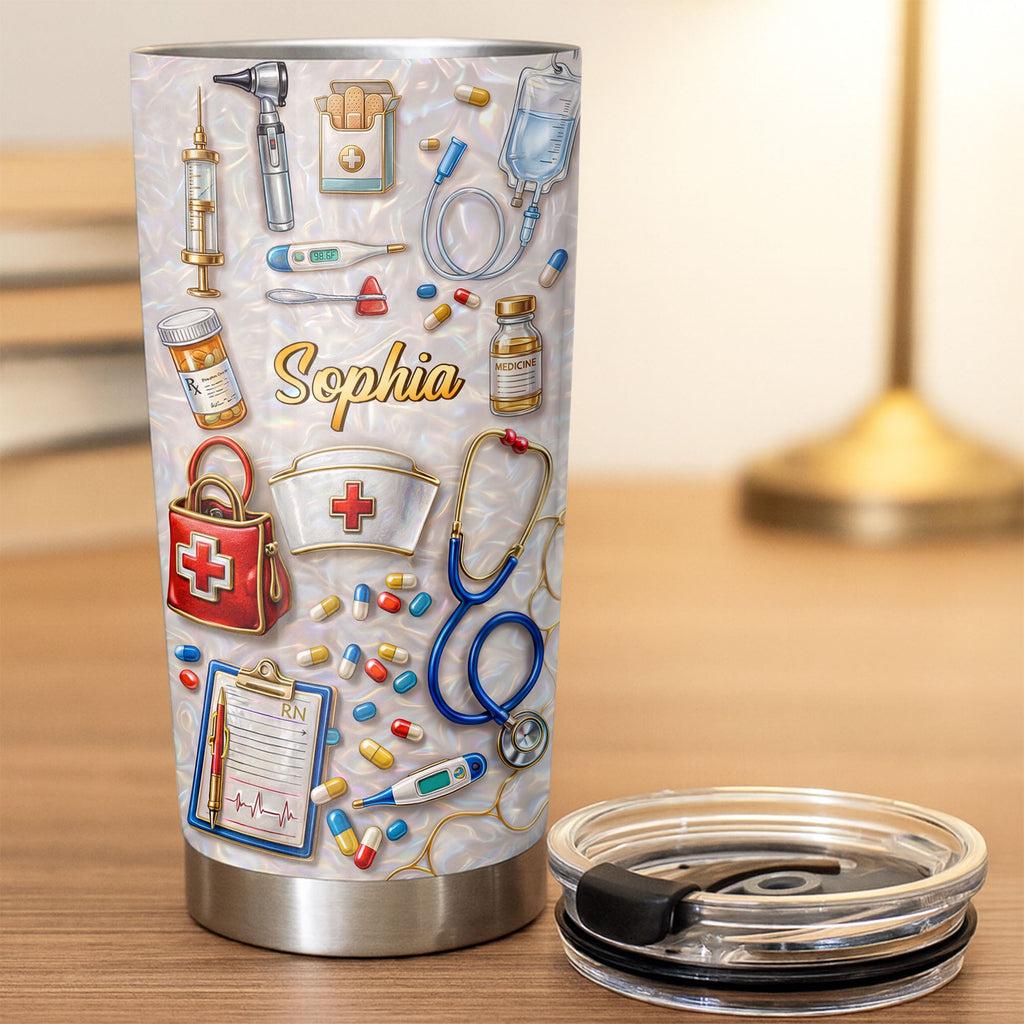 Personalized Nurse Tumbler Custom Name Stainless Steel Gift Tumbler GradoCreations