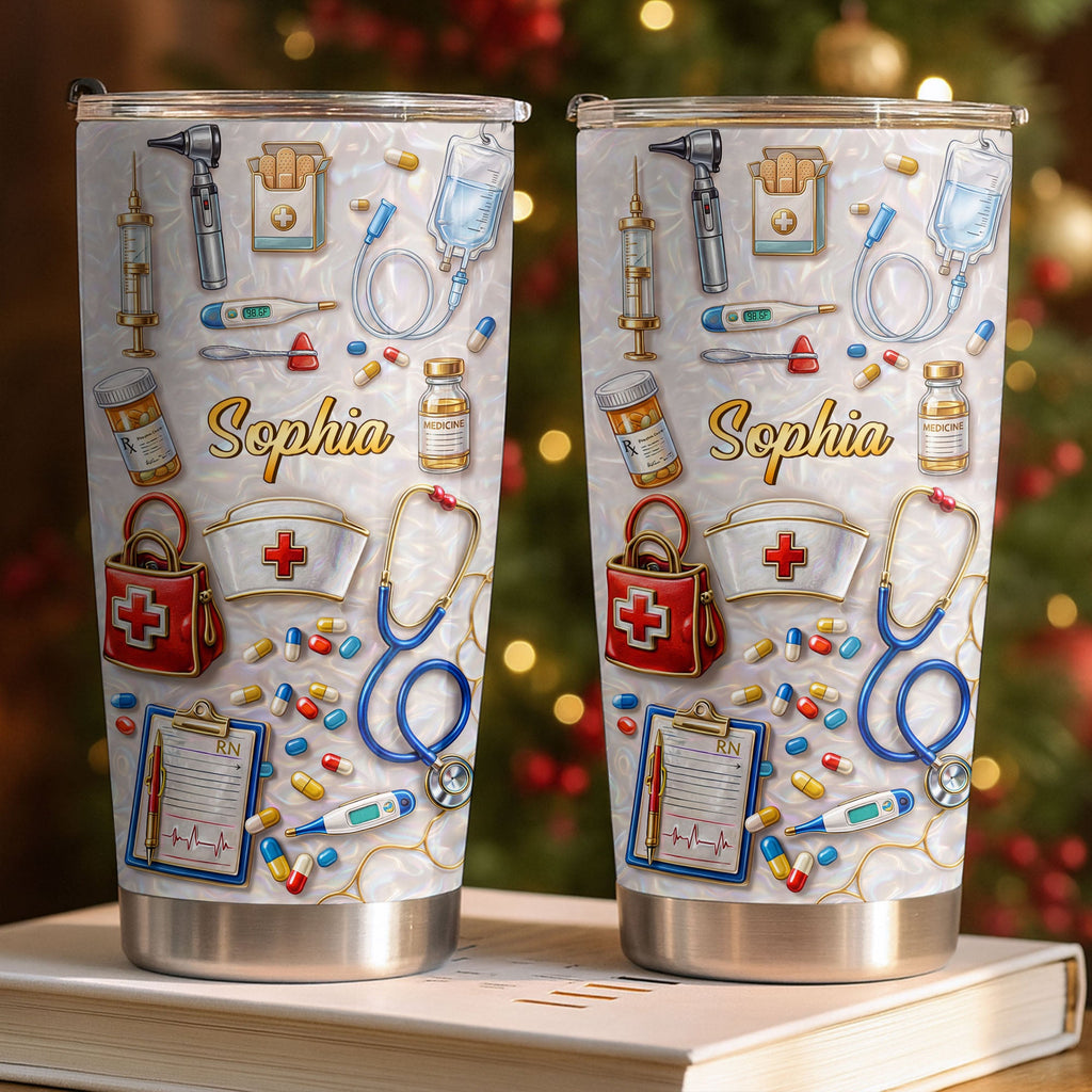 Personalized Nurse Tumbler Custom Name Stainless Steel Gift Tumbler GradoCreations