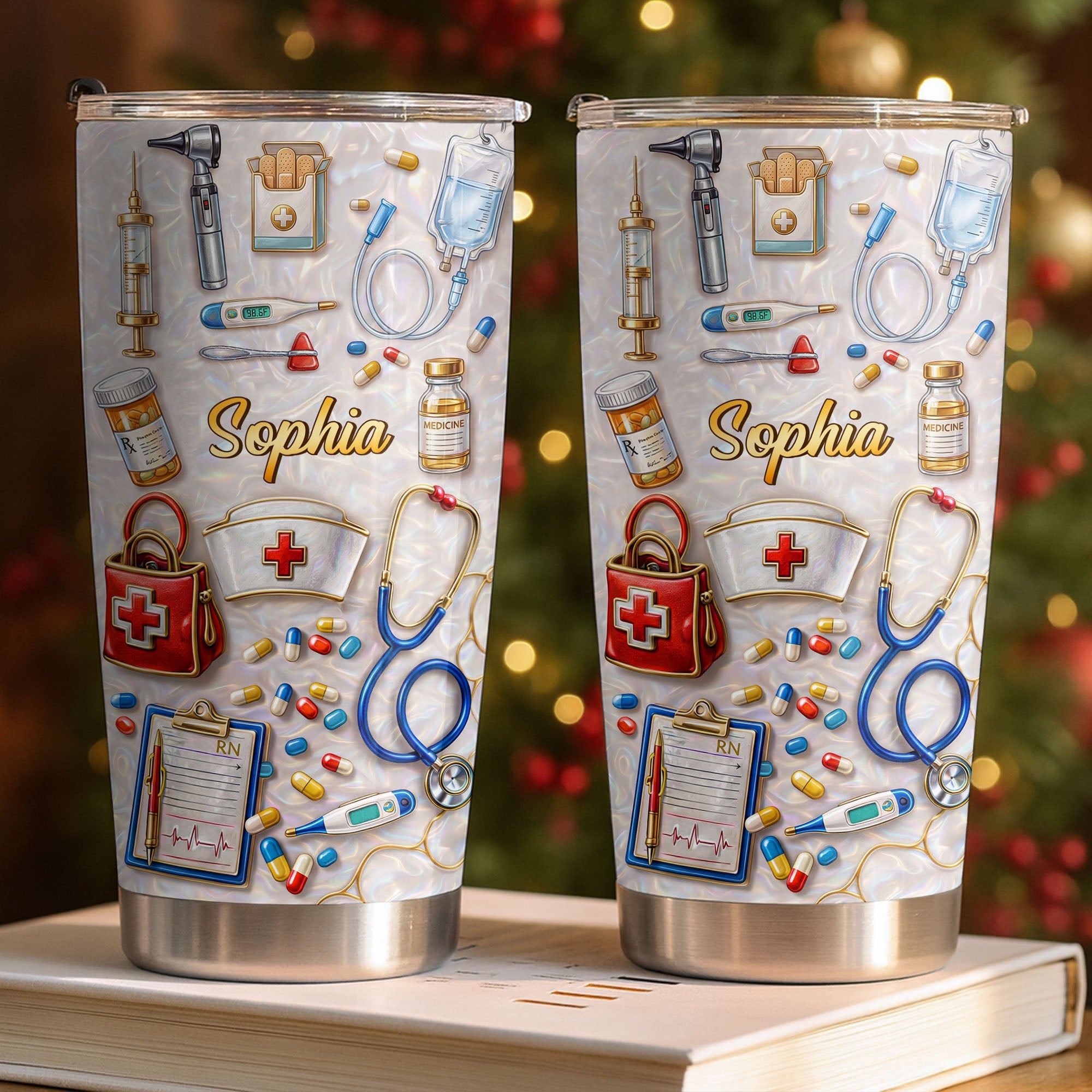 Personalized Nurse Tumbler Custom Name Stainless Steel Gift Tumbler GradoCreations