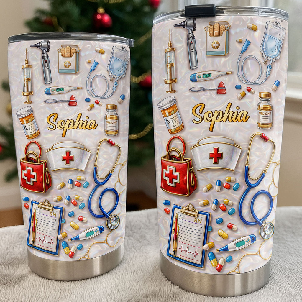 Personalized Nurse Tumbler Custom Name Stainless Steel Gift Tumbler GradoCreations