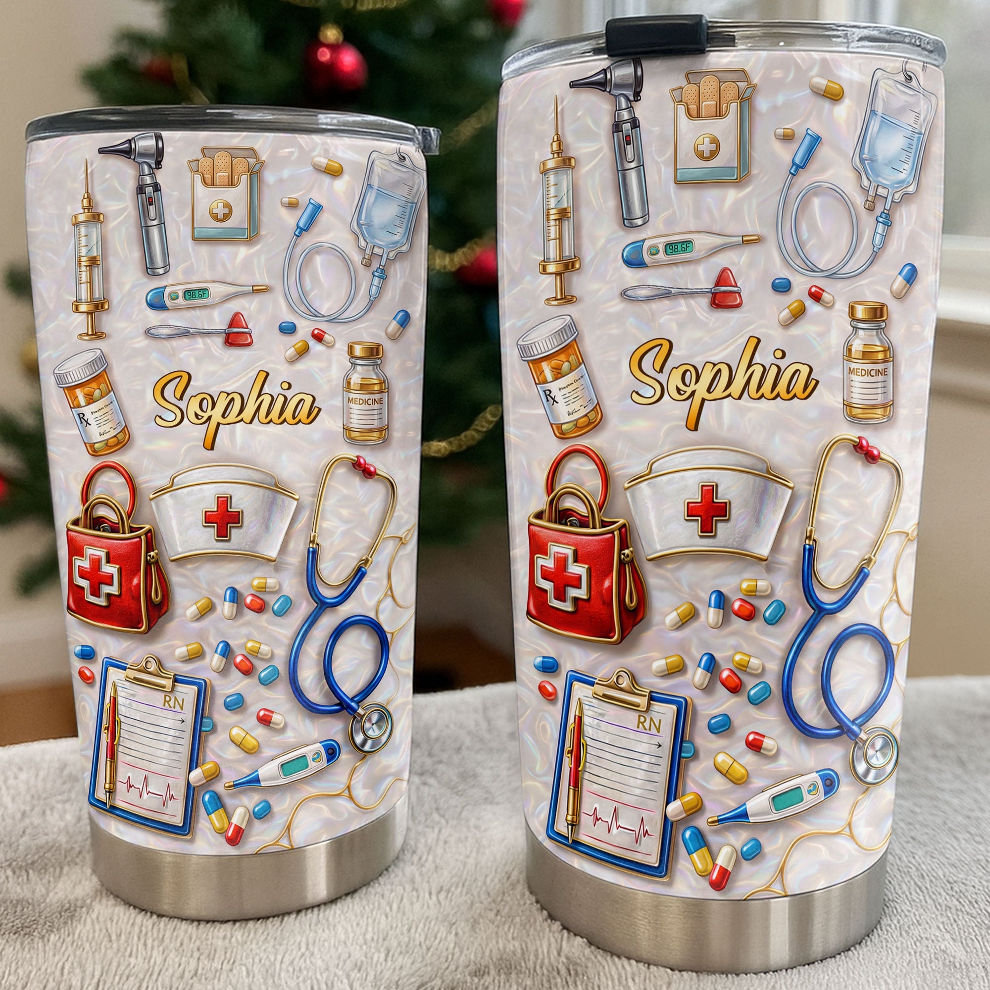 Personalized Nurse Tumbler Custom Name Stainless Steel Gift Tumbler GradoCreations