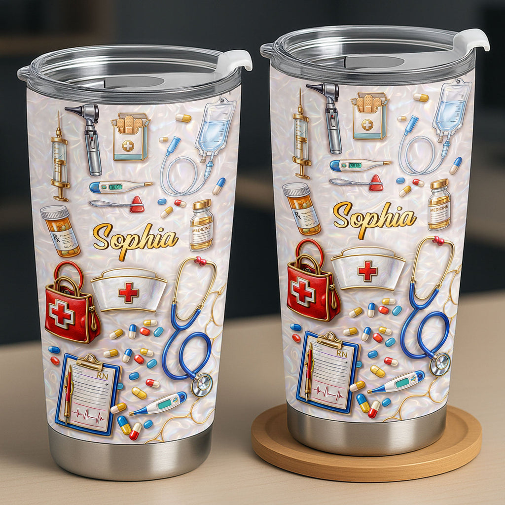 Personalized Nurse Tumbler Custom Name Stainless Steel Gift Tumbler GradoCreations