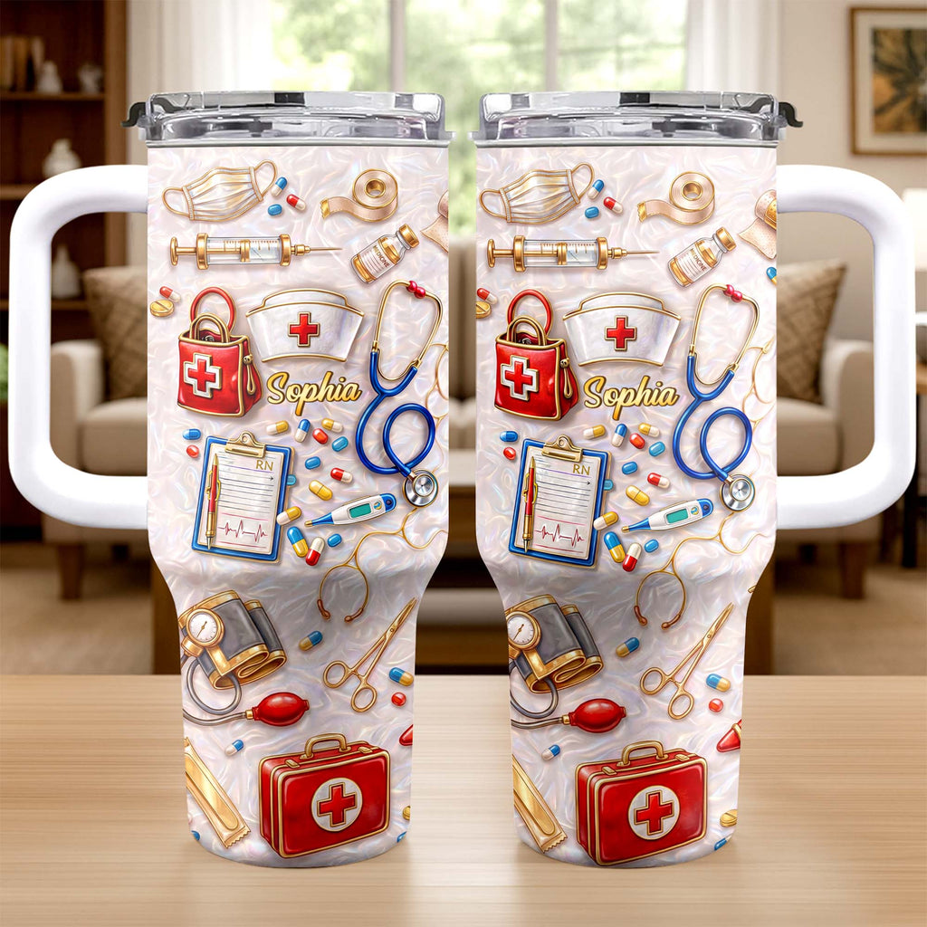 Personalized 40oz Tumbler Custom Name Healthcare Gift for Nurses 40oz Tumbler GradoCreations