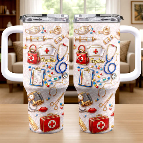 Personalized 40oz Tumbler Custom Name Healthcare Gift for Nurses 40oz Tumbler GradoCreations
