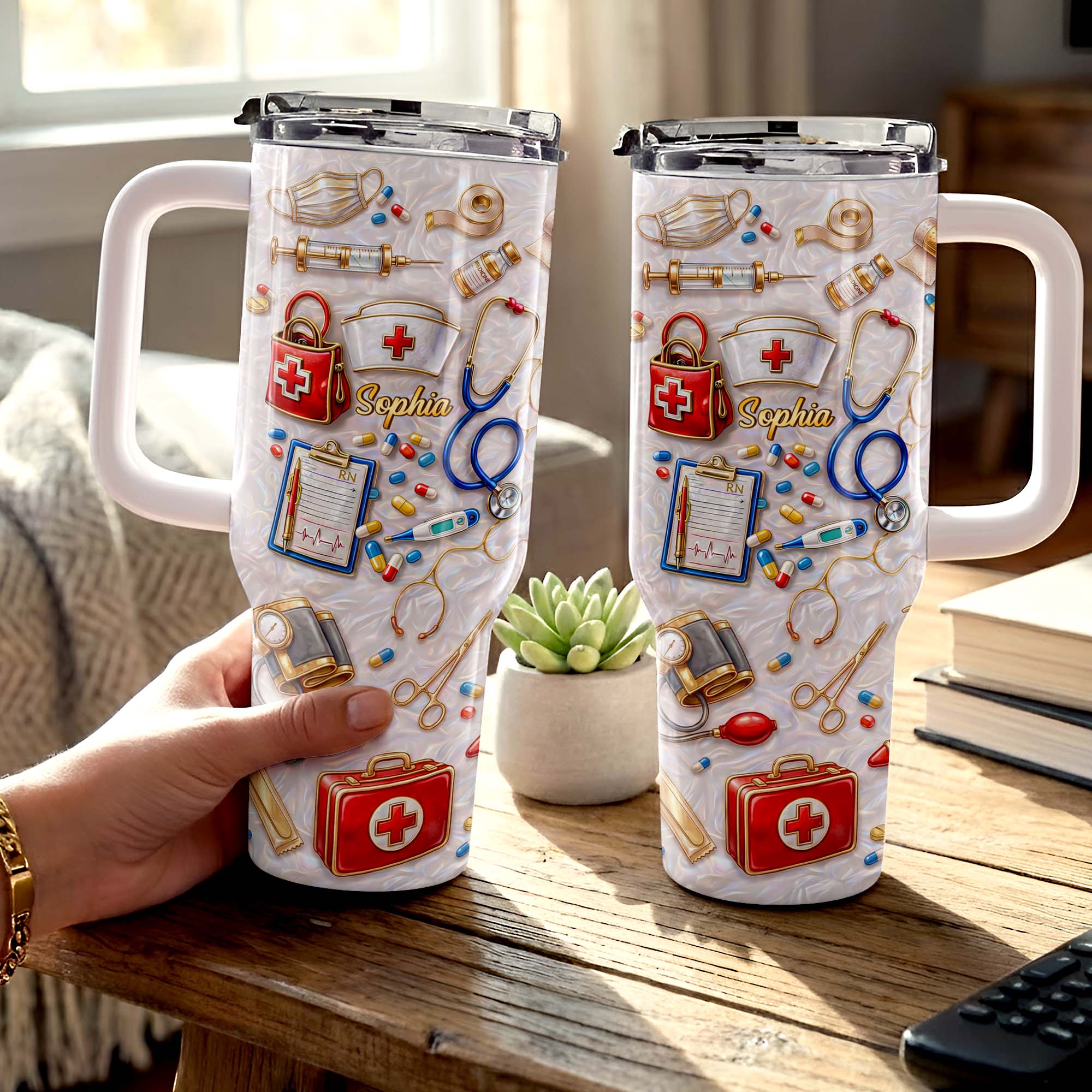 Personalized 40oz Tumbler Custom Name Healthcare Gift for Nurses 40oz Tumbler GradoCreations