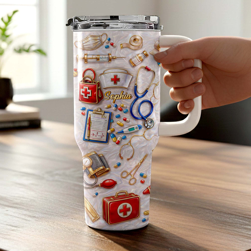 Personalized 40oz Tumbler Custom Name Healthcare Gift for Nurses 40oz Tumbler GradoCreations