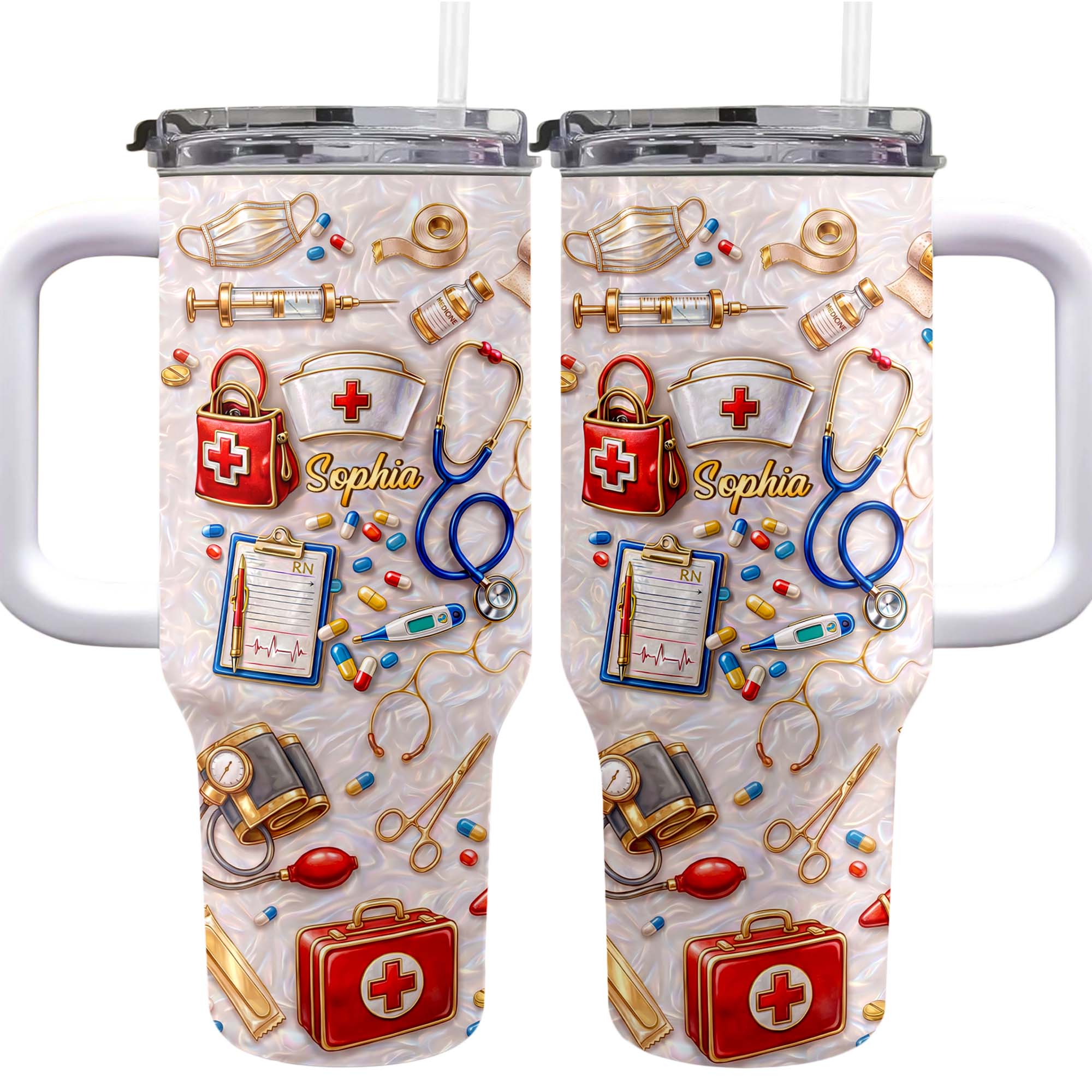 Personalized 40oz Tumbler Custom Name Healthcare Gift for Nurses 40oz Tumbler GradoCreations