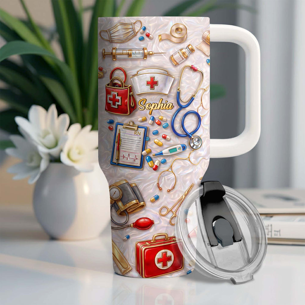 Personalized 40oz Tumbler Custom Name Healthcare Gift for Nurses 40oz Tumbler GradoCreations