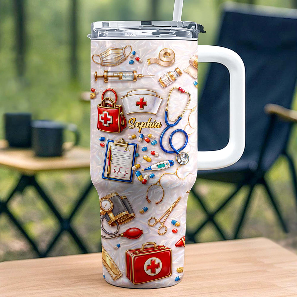 Personalized 40oz Tumbler Custom Name Healthcare Gift for Nurses 40oz Tumbler GradoCreations