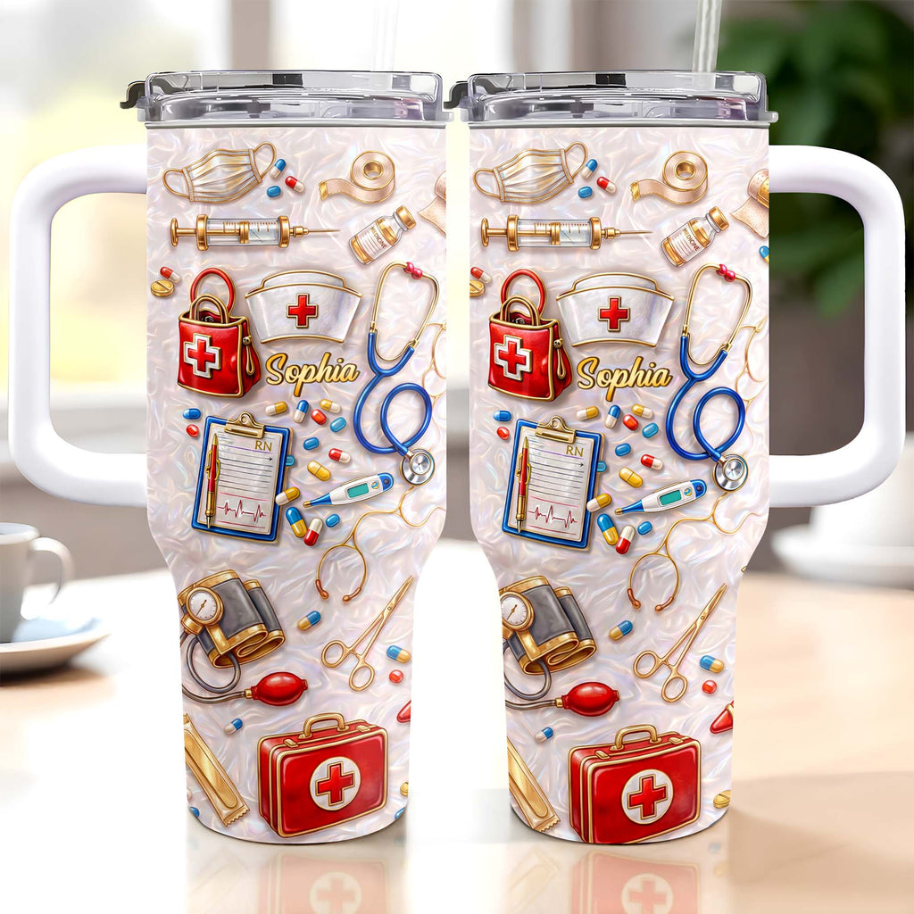 Personalized 40oz Tumbler Custom Name Healthcare Gift for Nurses 40oz Tumbler GradoCreations