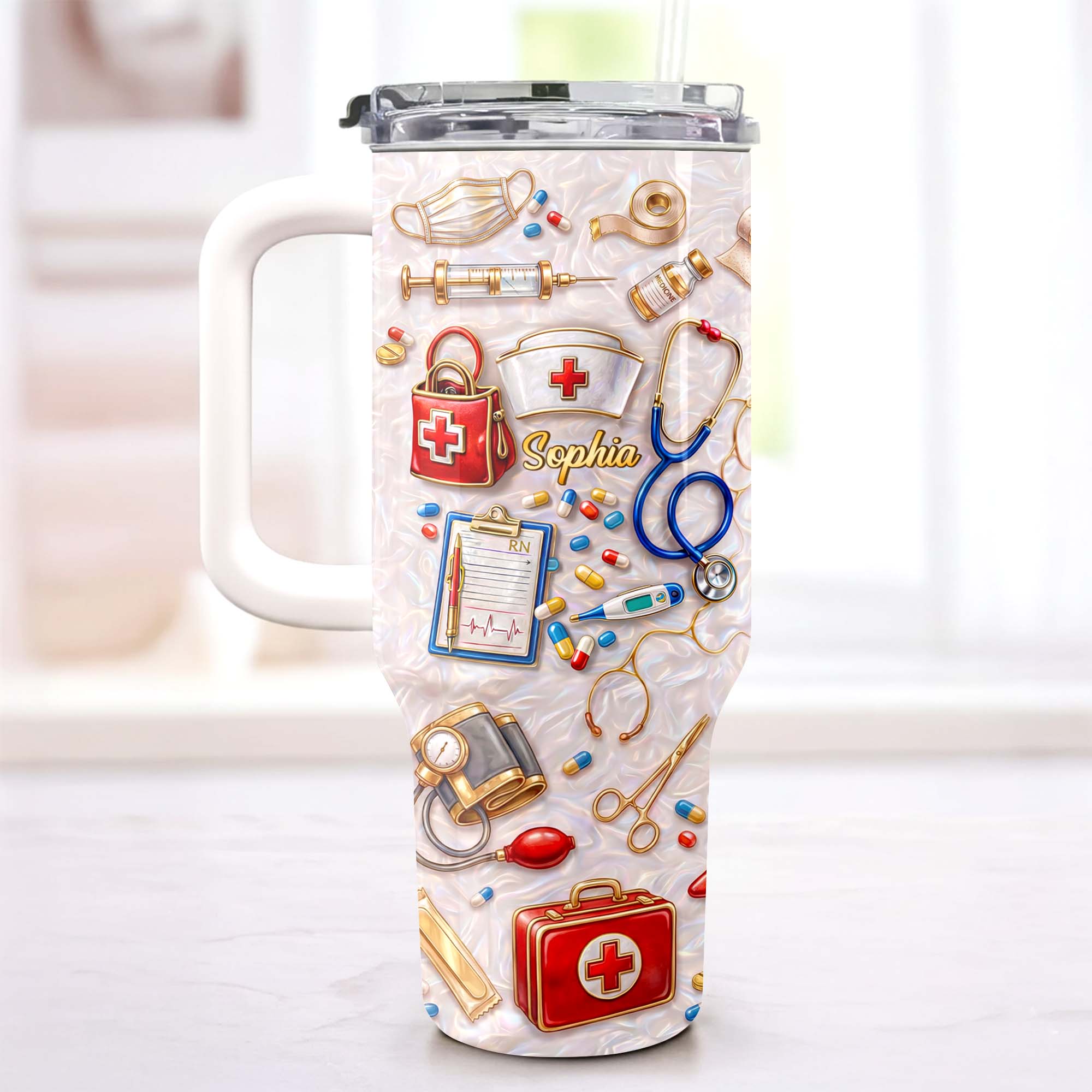 Personalized 40oz Tumbler Custom Name Healthcare Gift for Nurses 40oz Tumbler GradoCreations