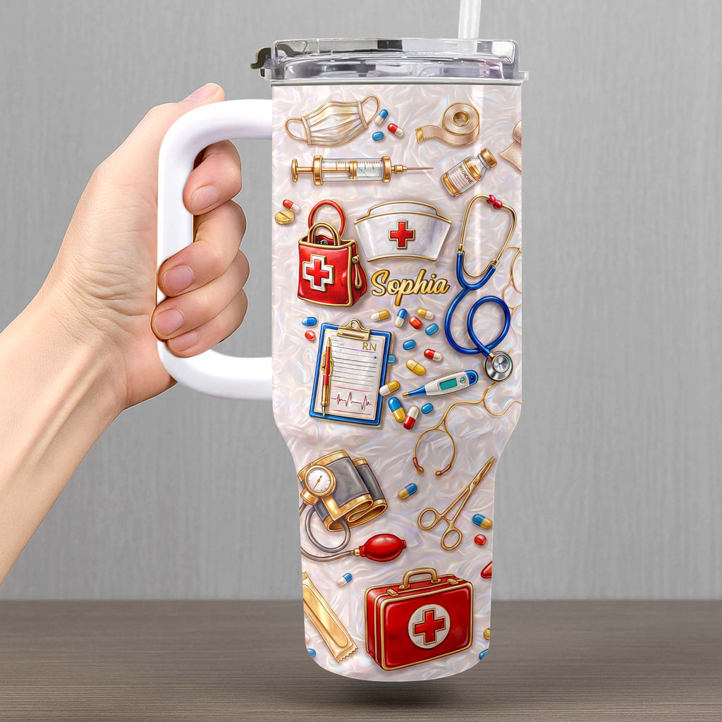 Personalized 40oz Tumbler Custom Name Healthcare Gift for Nurses 40oz Tumbler GradoCreations