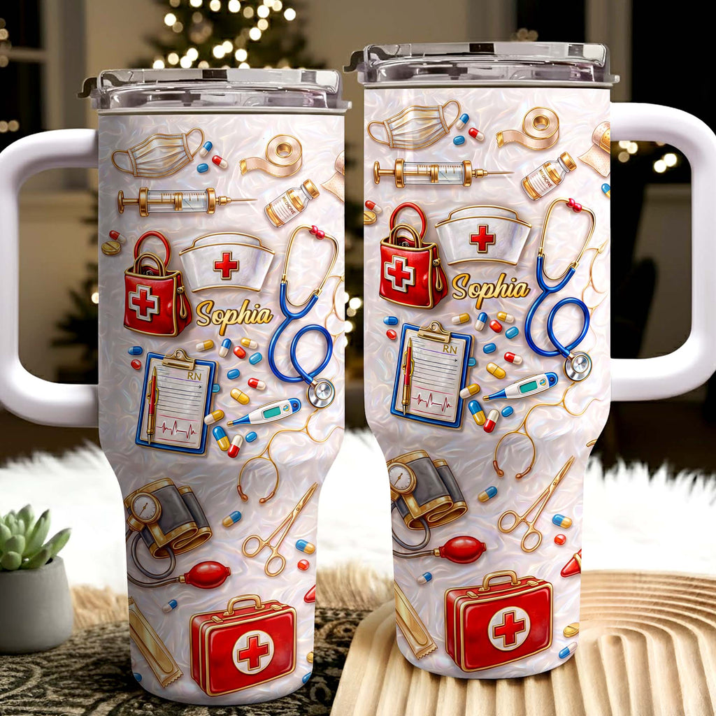 Personalized 40oz Tumbler Custom Name Healthcare Gift for Nurses 40oz Tumbler GradoCreations