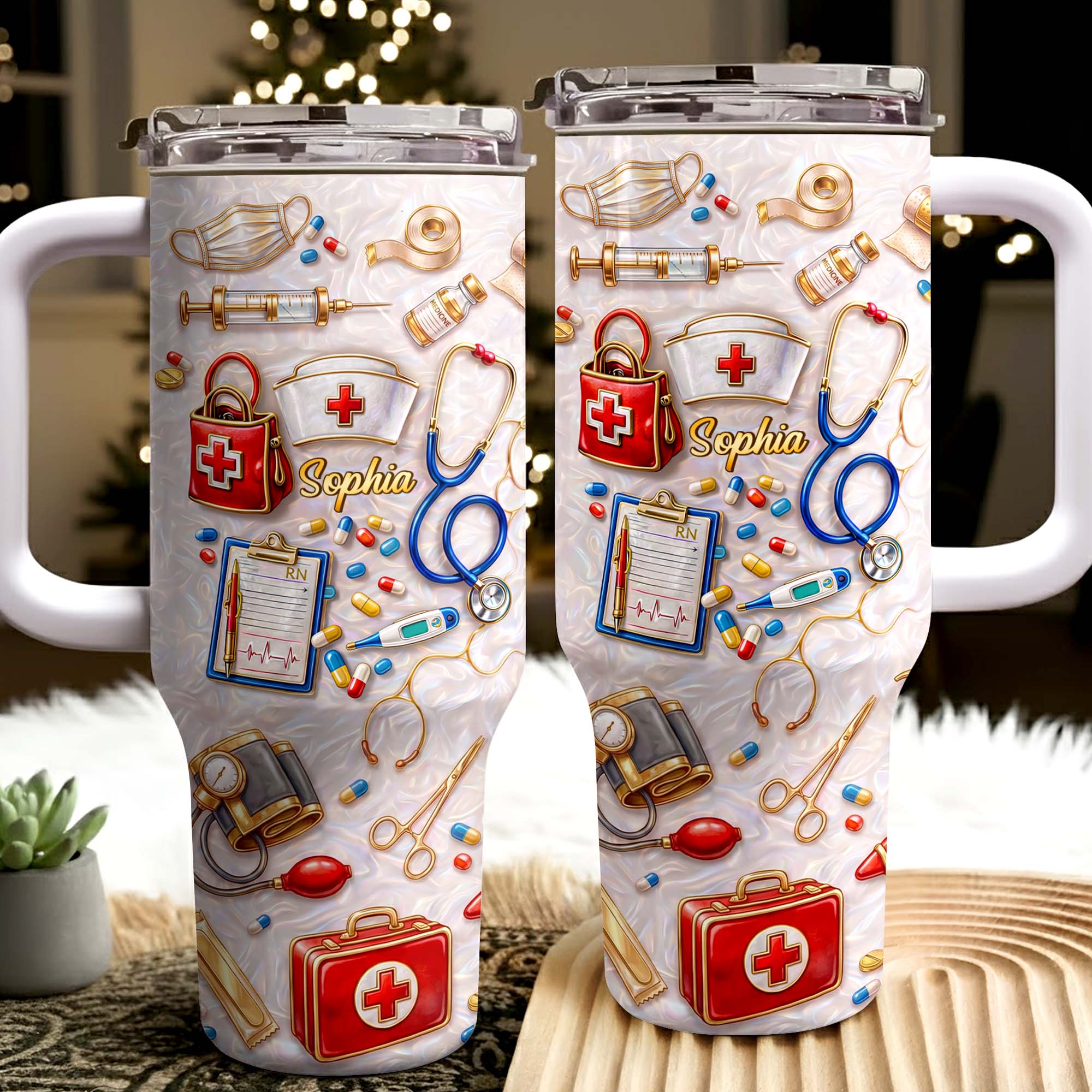 Personalized 40oz Tumbler Custom Name Healthcare Gift for Nurses 40oz Tumbler GradoCreations