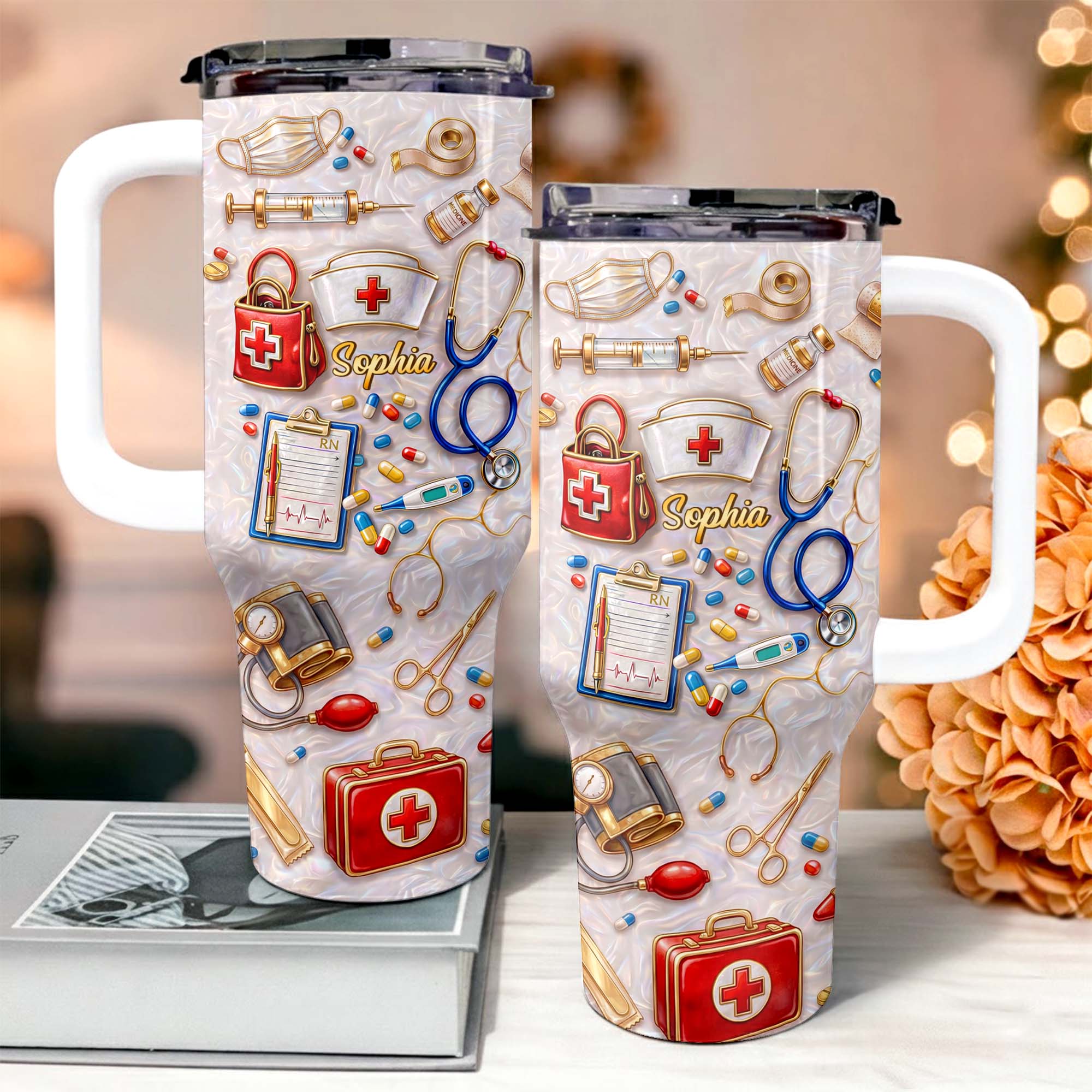 Personalized 40oz Tumbler Custom Name Healthcare Gift for Nurses 40oz Tumbler GradoCreations