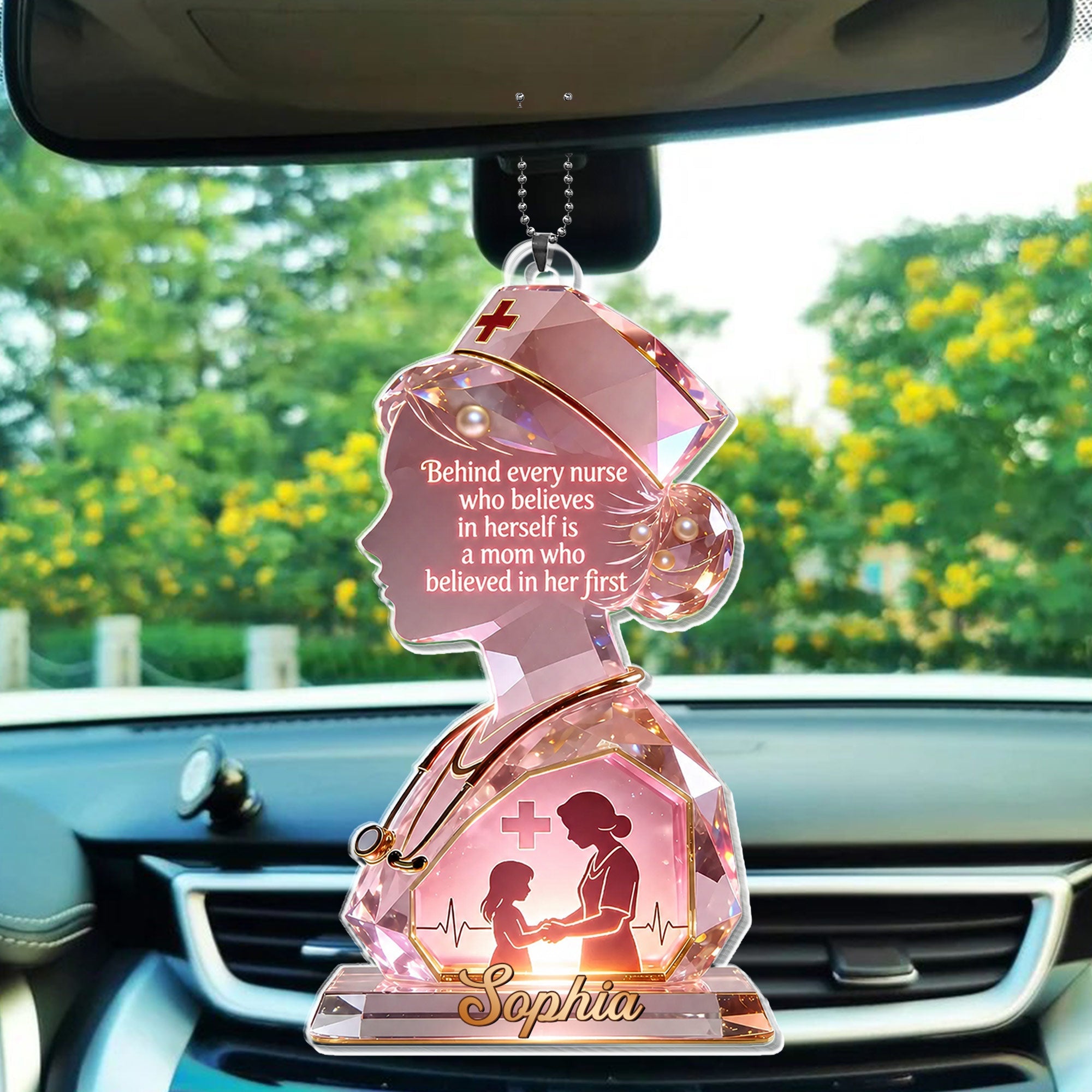 Personalized Nurse Acrylic Ornament Custom Name Gift for Mom Car Acrylic Ornament GradoCreations