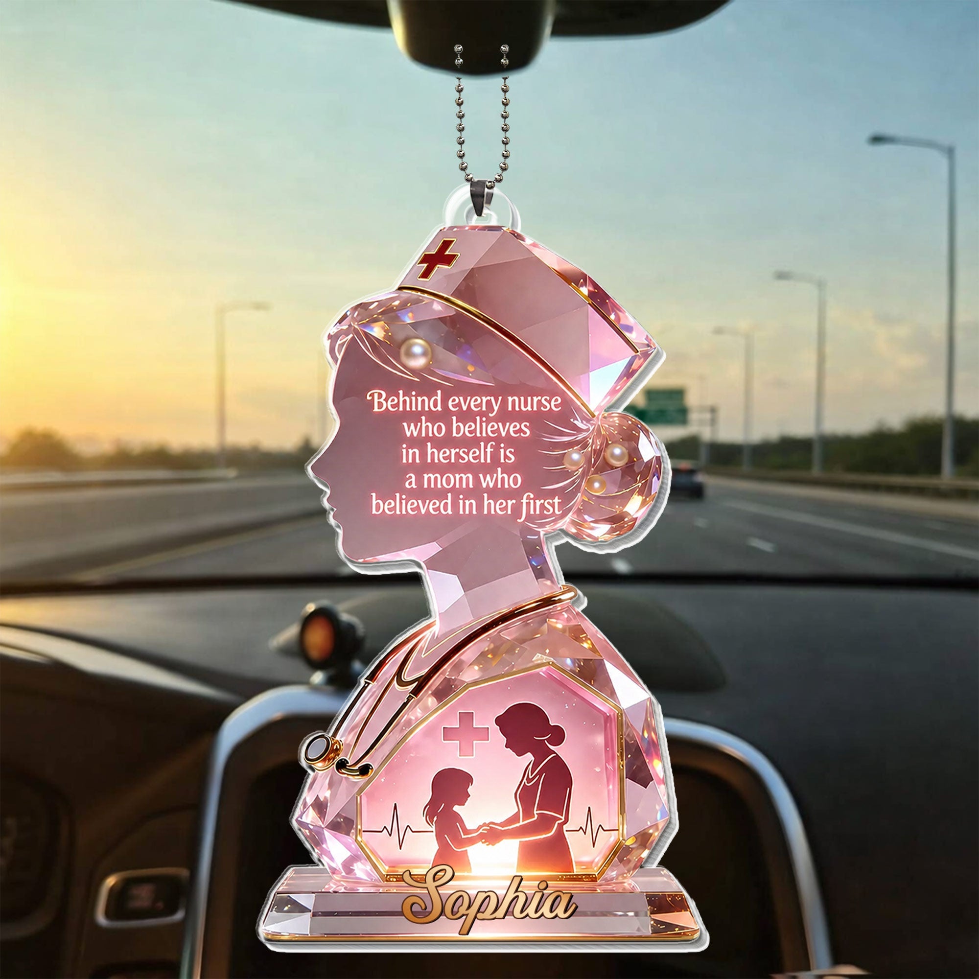 Personalized Nurse Acrylic Ornament Custom Name Gift for Mom Car Acrylic Ornament GradoCreations