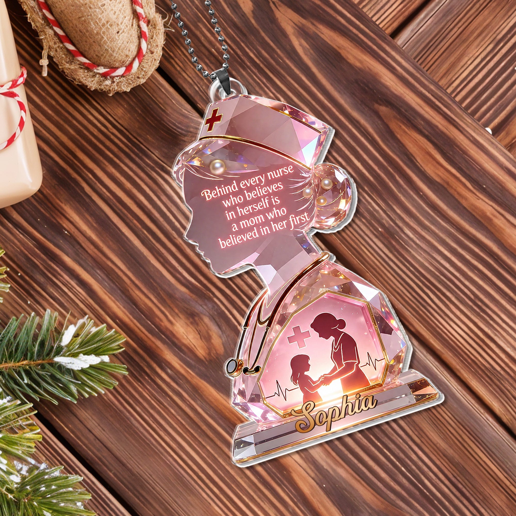 Personalized Nurse Acrylic Ornament Custom Name Gift for Mom Car Acrylic Ornament GradoCreations