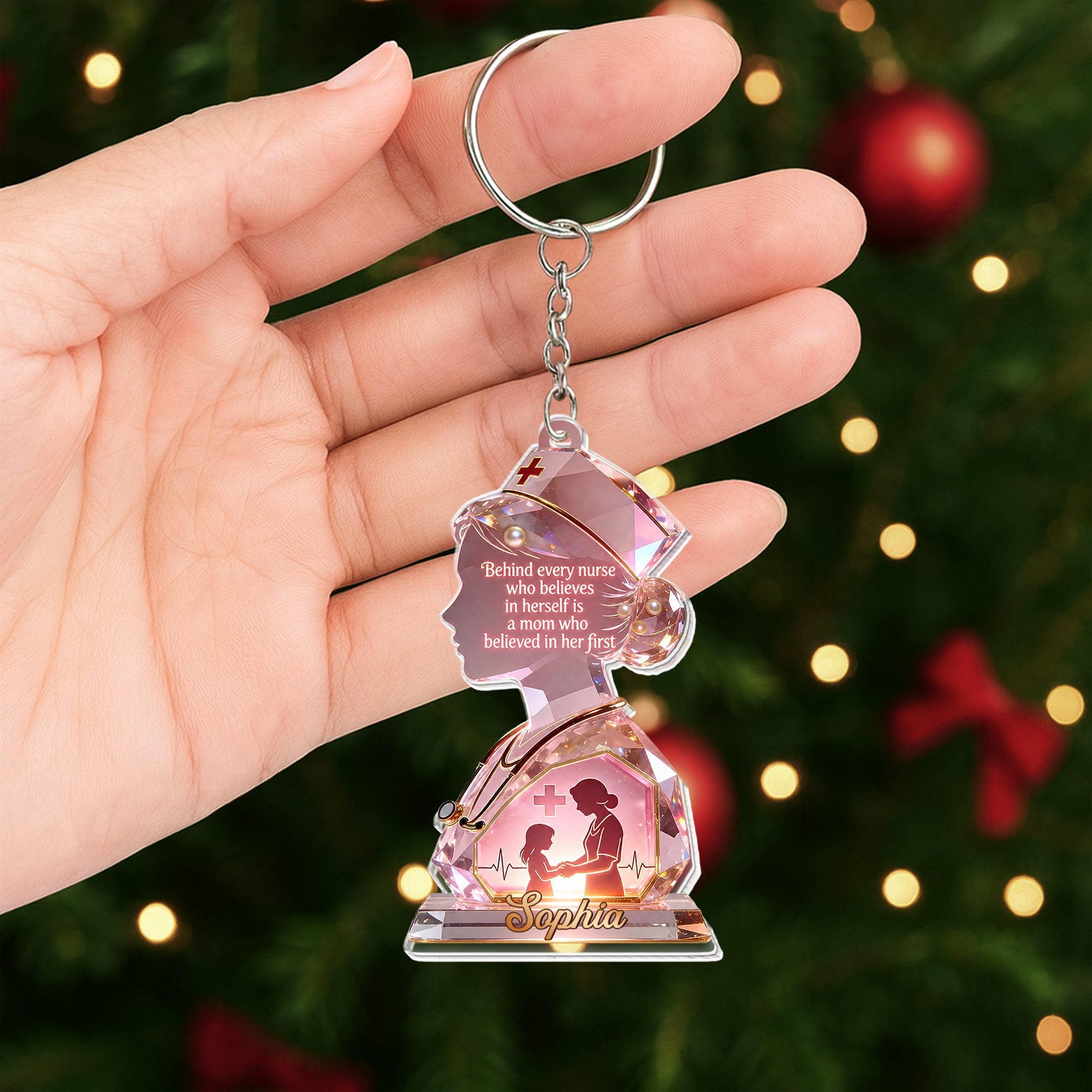 Personalized Acrylic Keychain with Nurse Silhouette Gift for Mom Acrylic Keychain GradoCreations