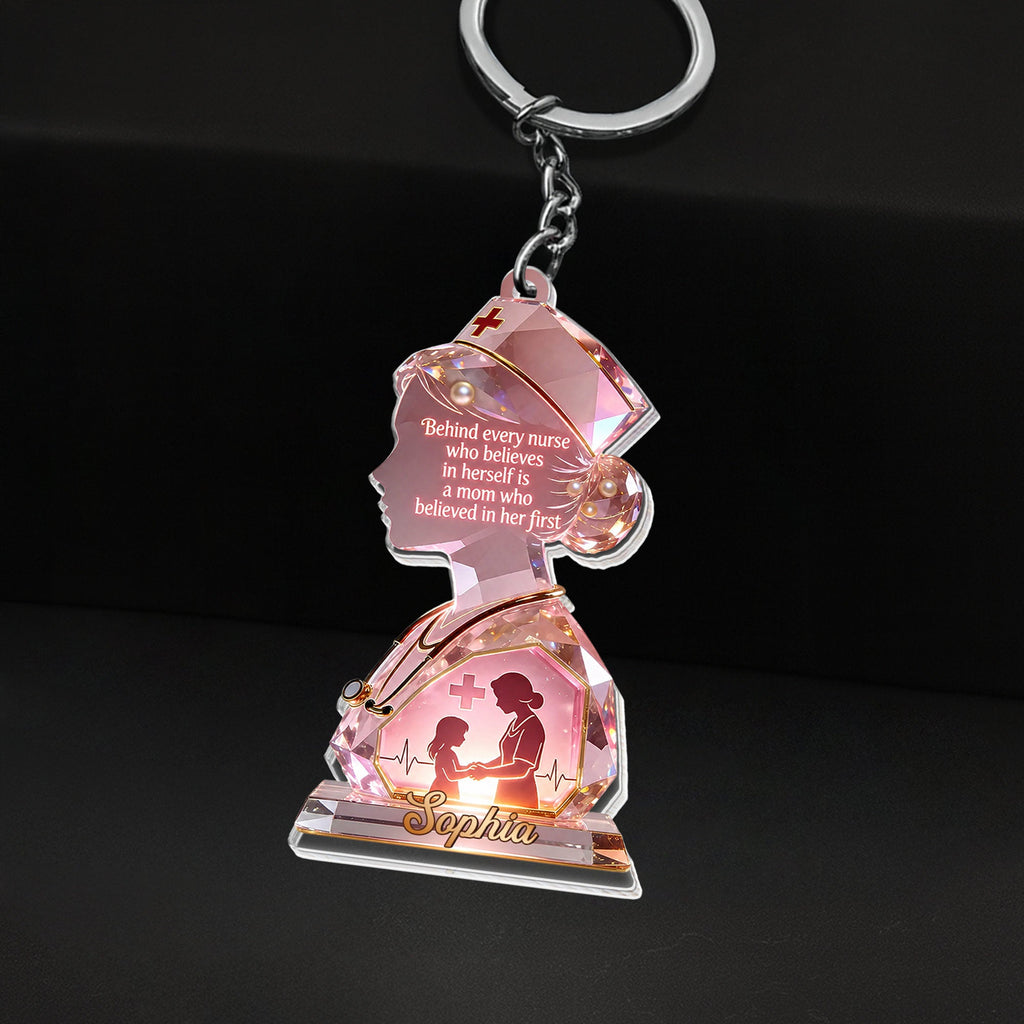 Personalized Acrylic Keychain with Nurse Silhouette Gift for Mom Acrylic Keychain GradoCreations
