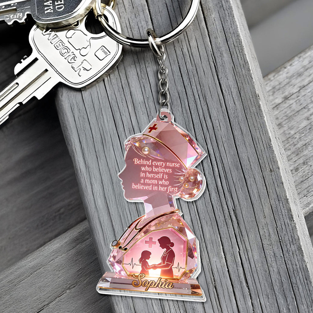Personalized Acrylic Keychain with Nurse Silhouette Gift for Mom Acrylic Keychain GradoCreations